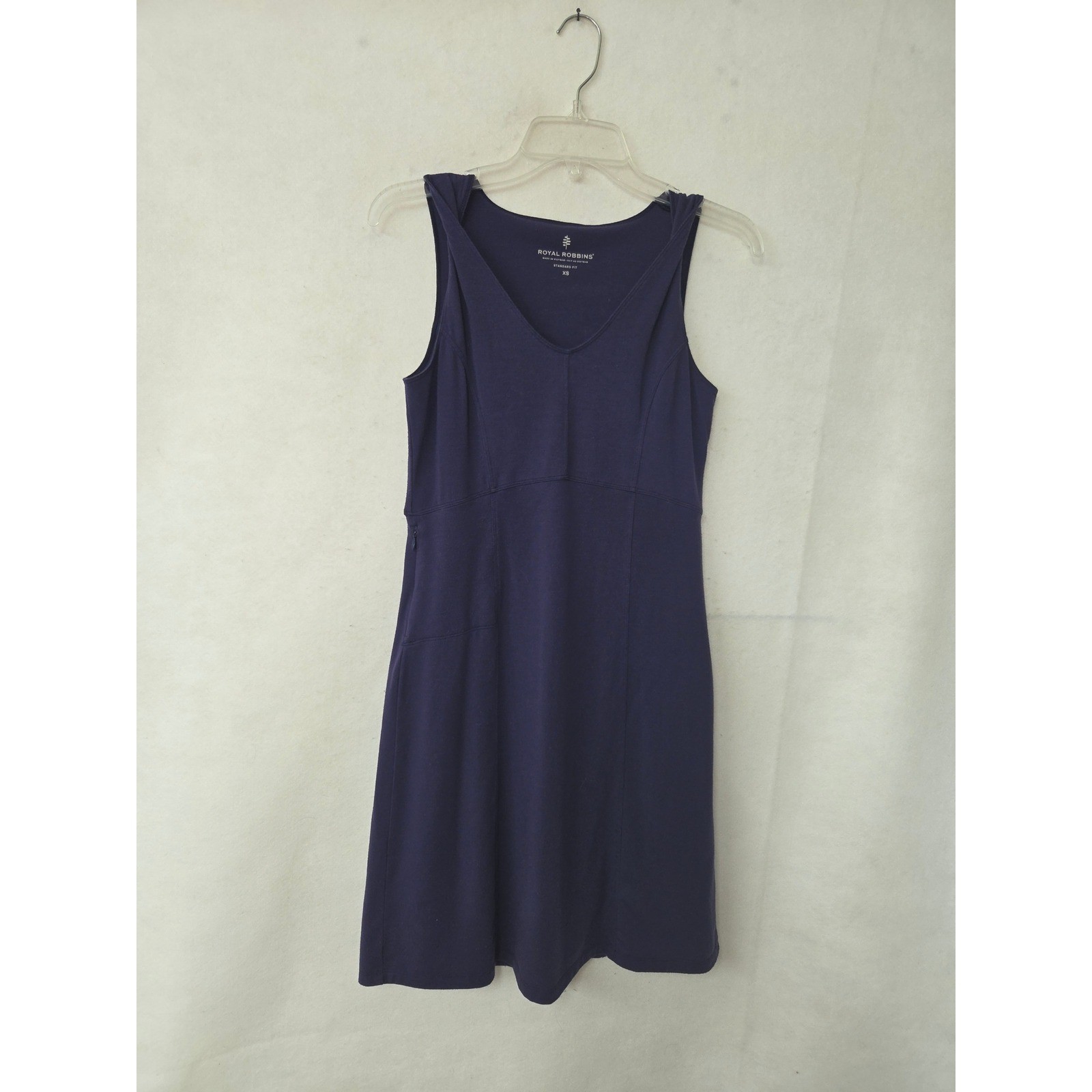 Royal Robbins Dress Womens XS Navy Blue V-Neck Sleeveless Travel Pocket Y616001