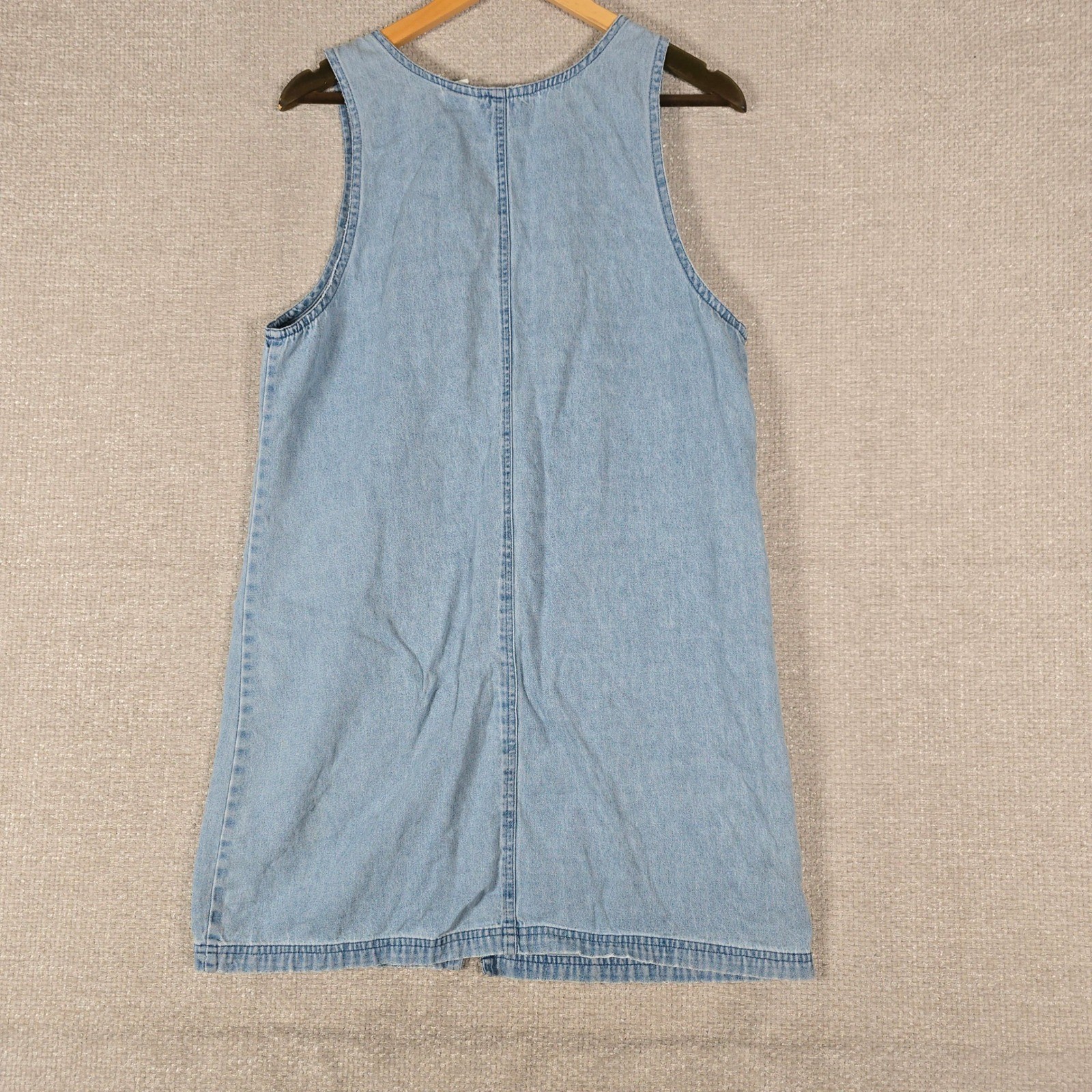 Premier International Womens Vintage 90s Denim Zip Front Jumper Dress Blue L