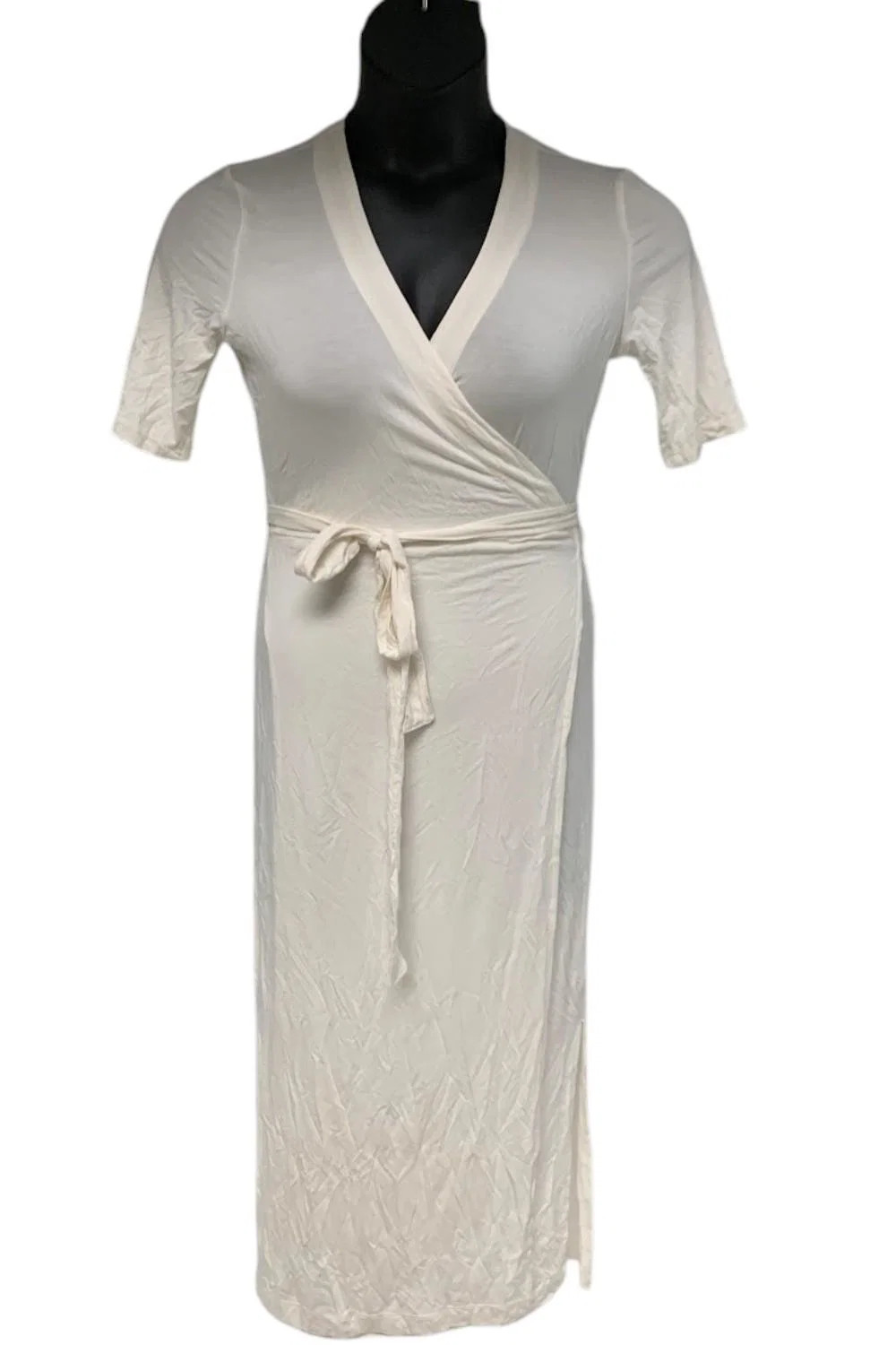 Barefoot Dreams Women’s Luxe Milk Jersey 3/4 Slv Wrap Dress Cream