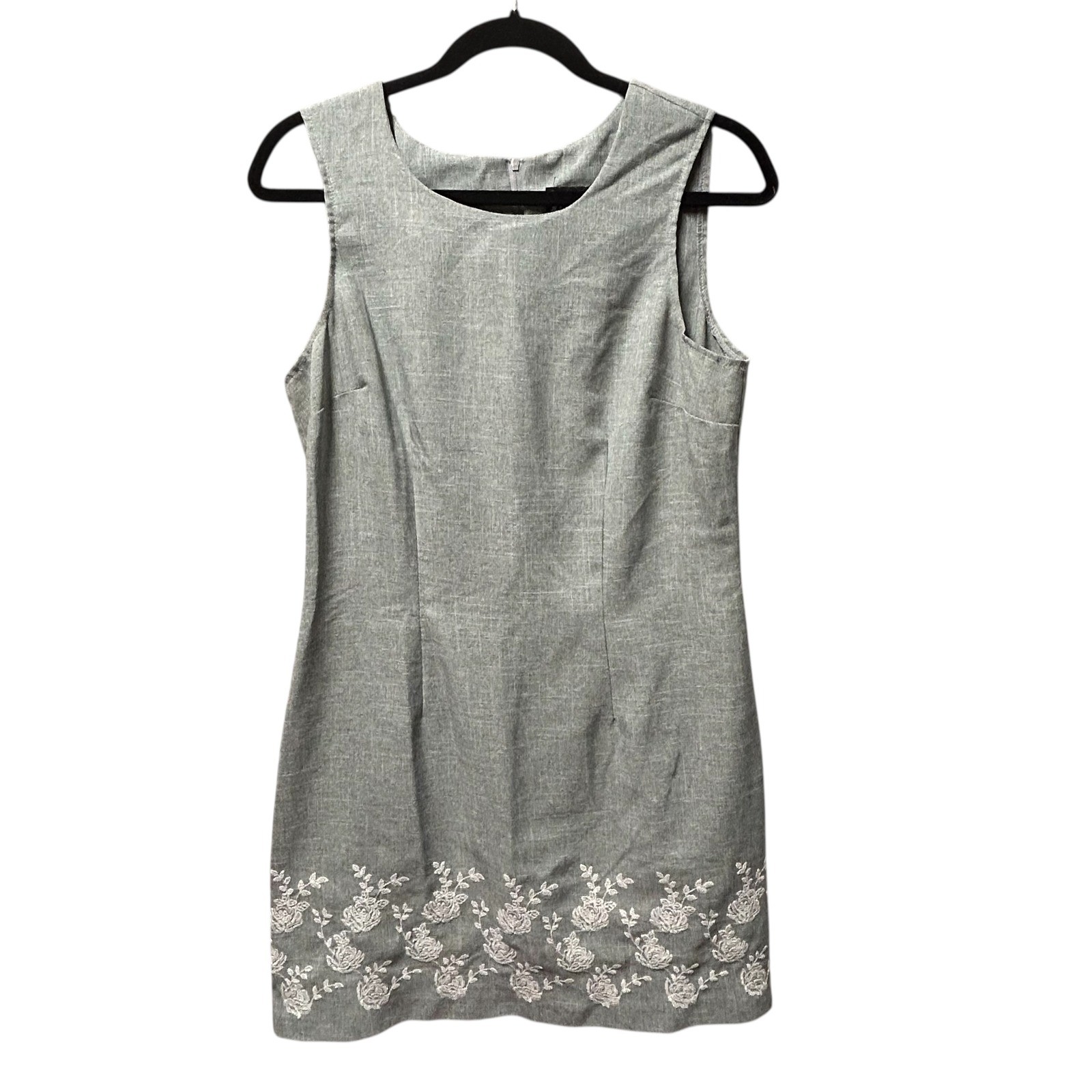 City Studio Gray Embroidered Sleeveless Dress Women’s Size 13 Career USA Vintage
