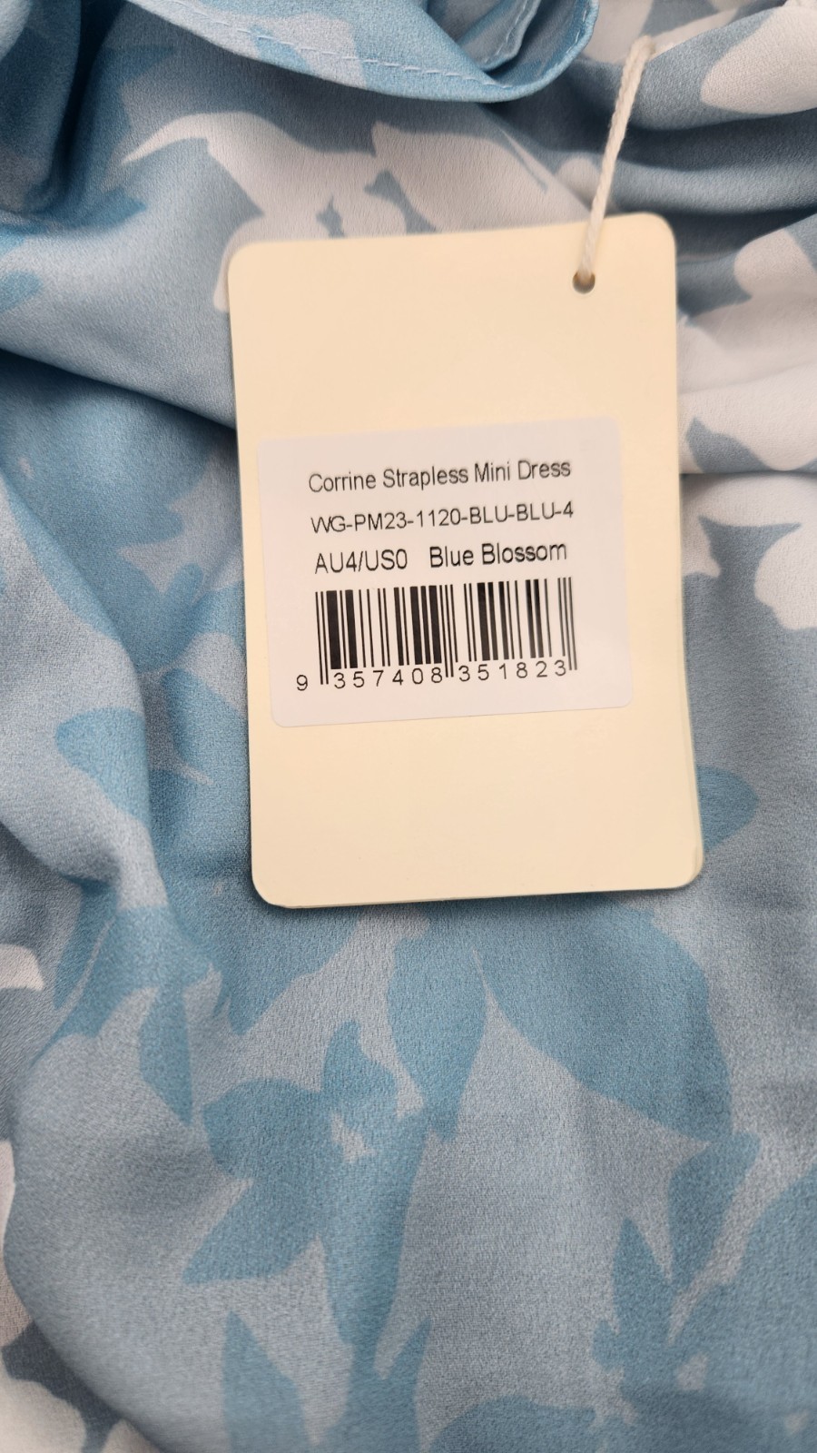 Peppermayo Corrine Strapless Mini Dress – Blue Blossom US 0 AU4 NWT Free Ship US