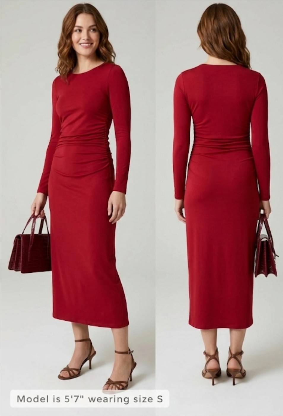 Nwt J. Crew Long Sleeve Jersey Crepe Dress Berry Sangria CF784 Size SMALL