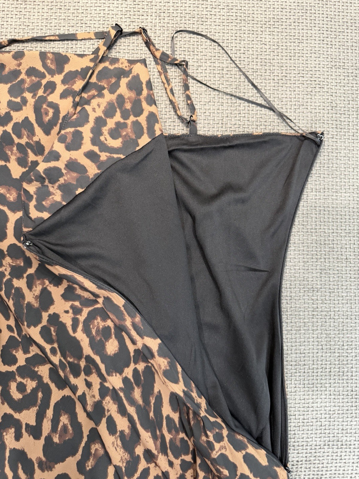 Leopard Print Satin Slip Dress Koko + Mason Midi Cowl Neck S Y2K Adjustable