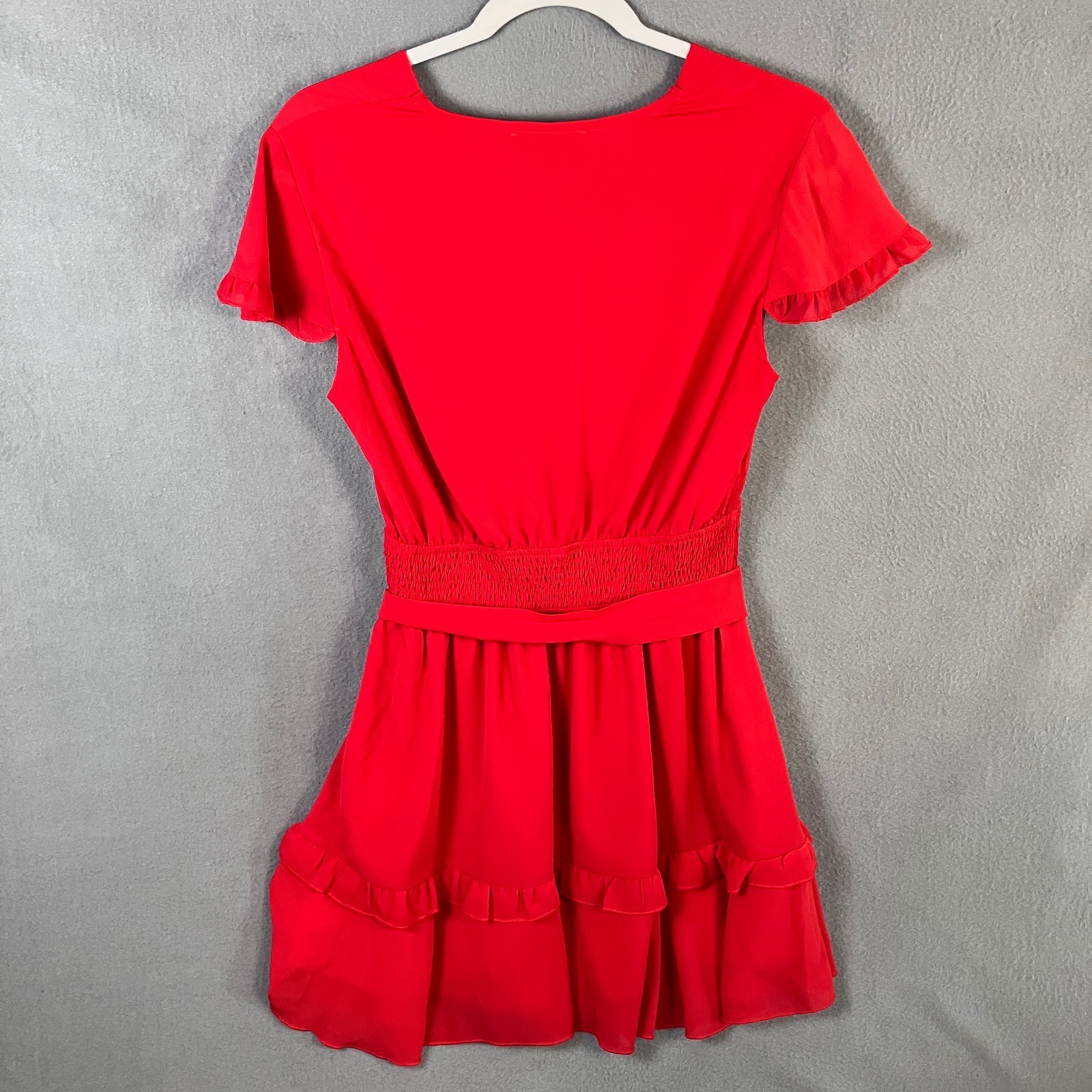 Prettygarden Women’s Midriff Cutoff Mini Dress Size M Red Smocked Waist NWT