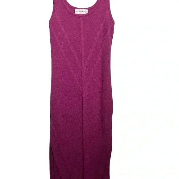 Wind And Willow Knit Midi Dark Pink Bodycon Tank Dress Size Medium