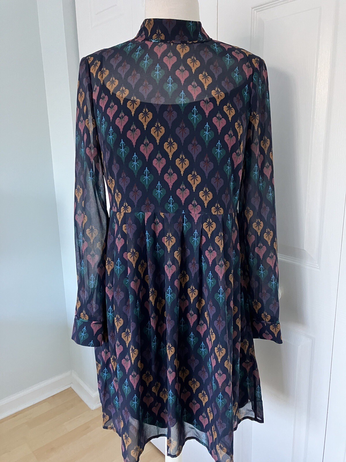 TED BAKER London Multi Color Print Sheer W/Tank Dress Size X Small