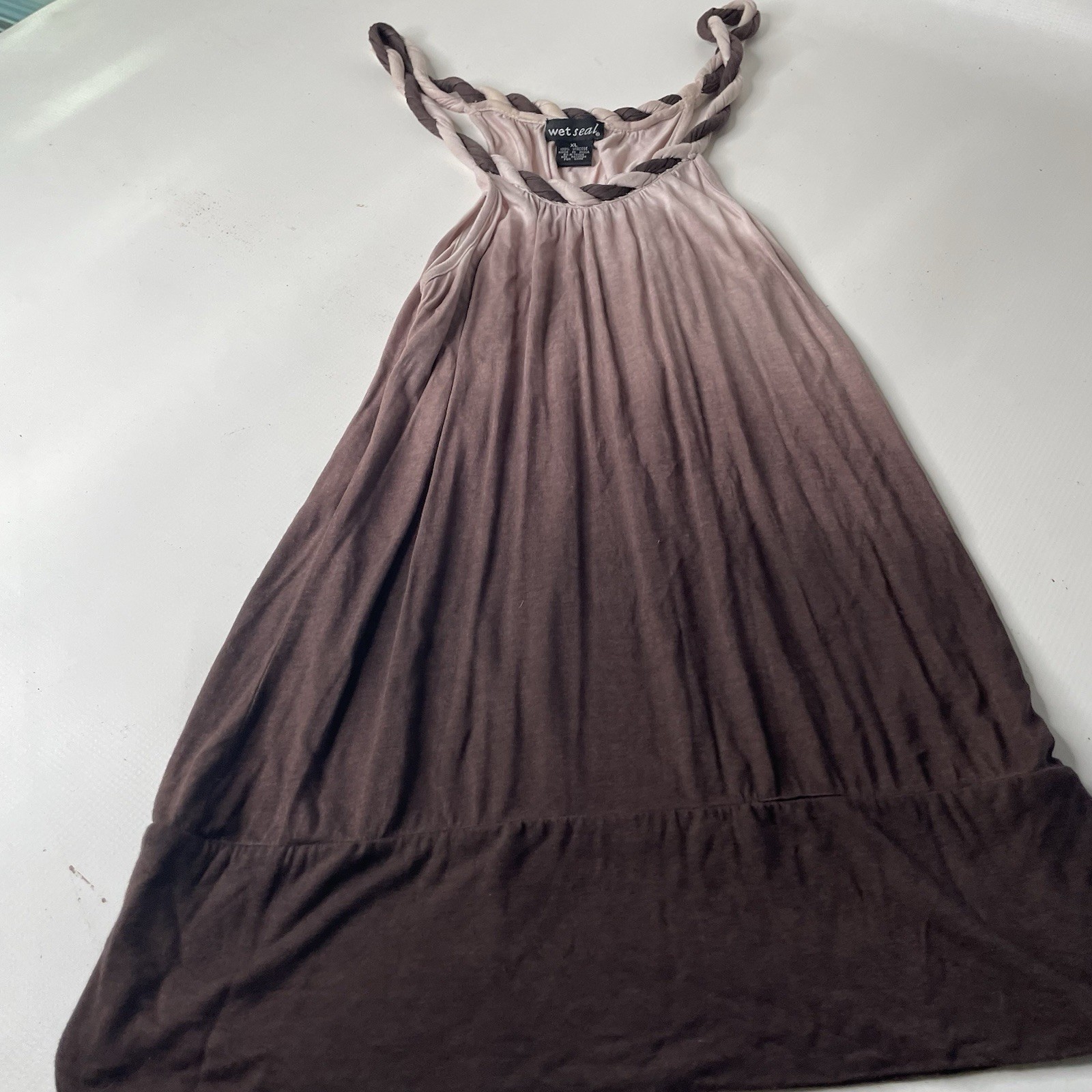 Wet Seal Women’s S Brown Beige Ombre Viscose Knit Braided Strappy W Dress