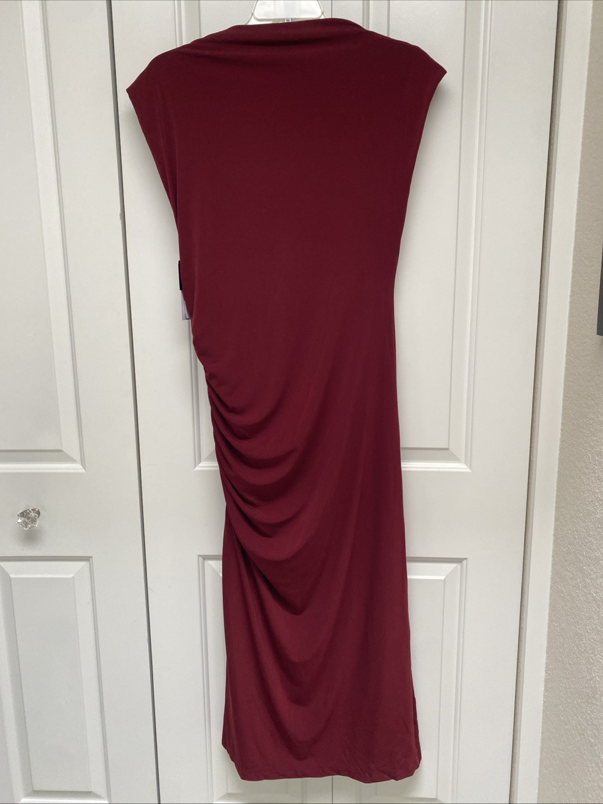 Robbie Bee Bodycon Lined Side Slit Funnel Neck Rouched Long Size XL Dress