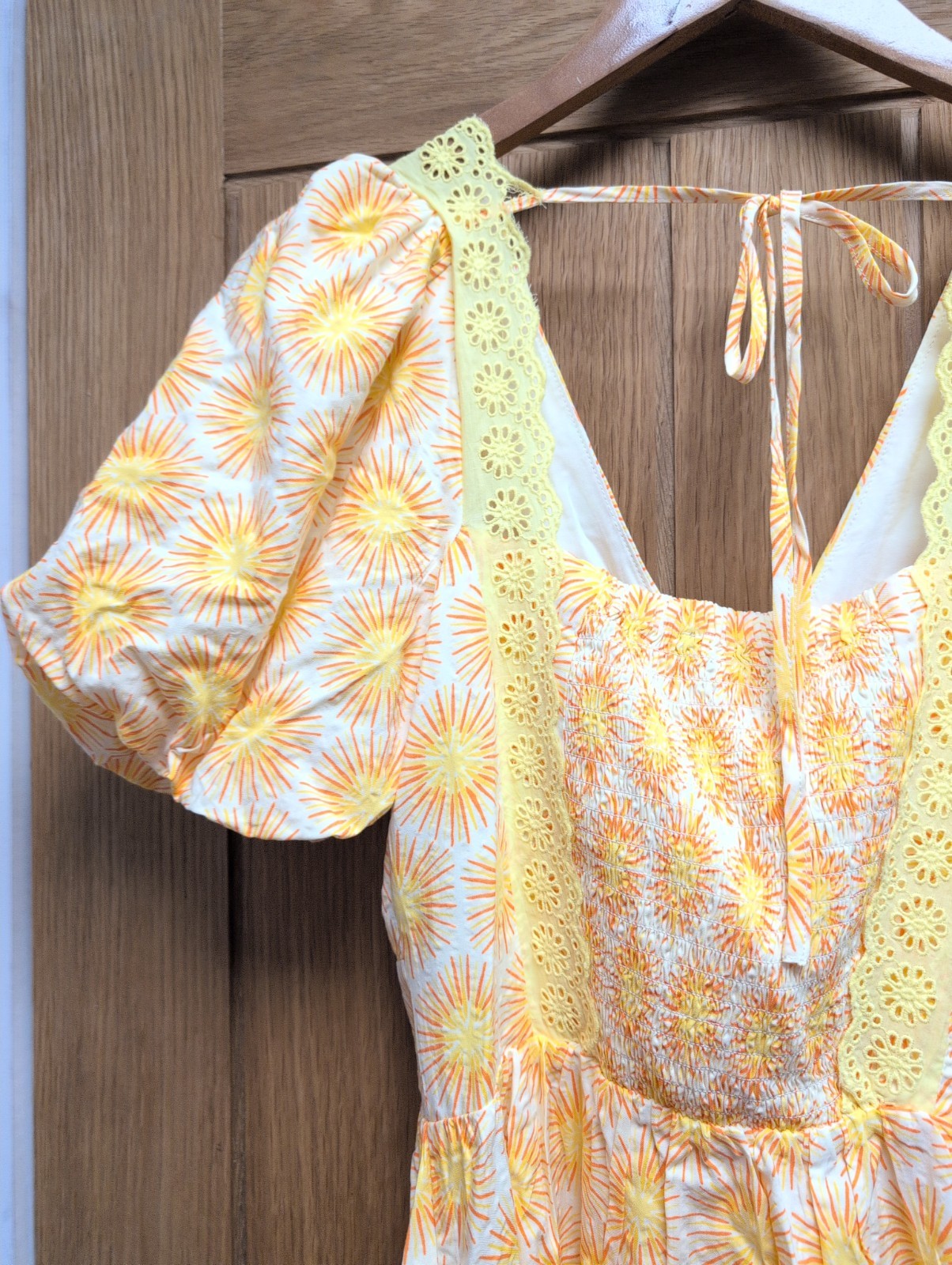 NWT Oliver Bonas Yellow Orange Pattern Button Sundress Size 6