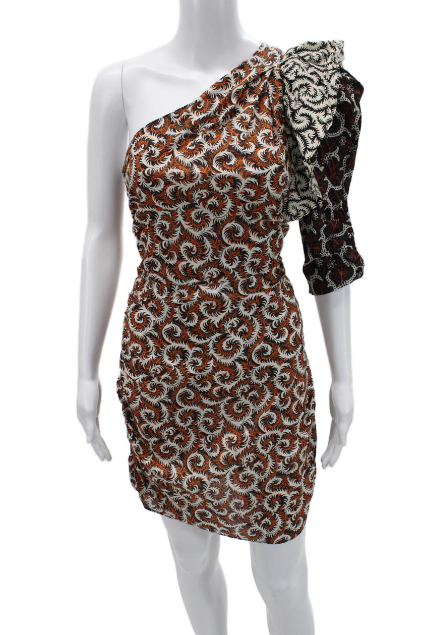 Isabel Marant Women Bodycon Mini Dress Black Cotton Zip Paisley Size 42