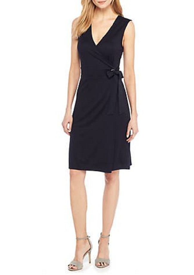 NEW THE LIMITED NAVY BLUE FAUX WRAP CAREER SHEATH DRESS SIZE XL $99