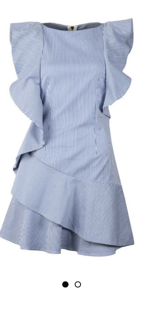 Ted Baker Nemera Blue Striped Ruffle Mini Dress Womne’s 5 US 12