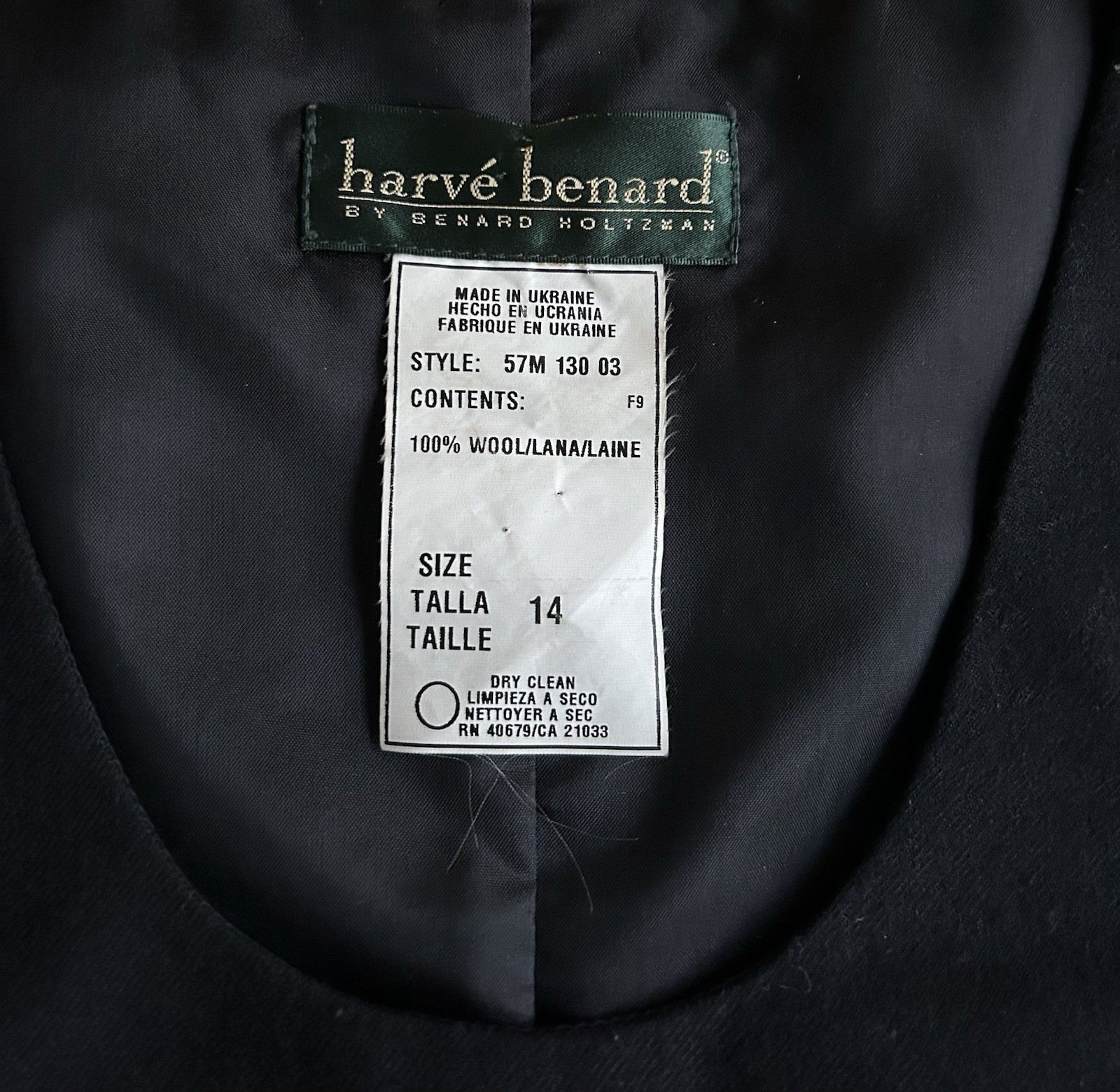 Harve Benard 100% Wool Jumper Dress Size 14 Black Sleeveless Pockets Ukraine