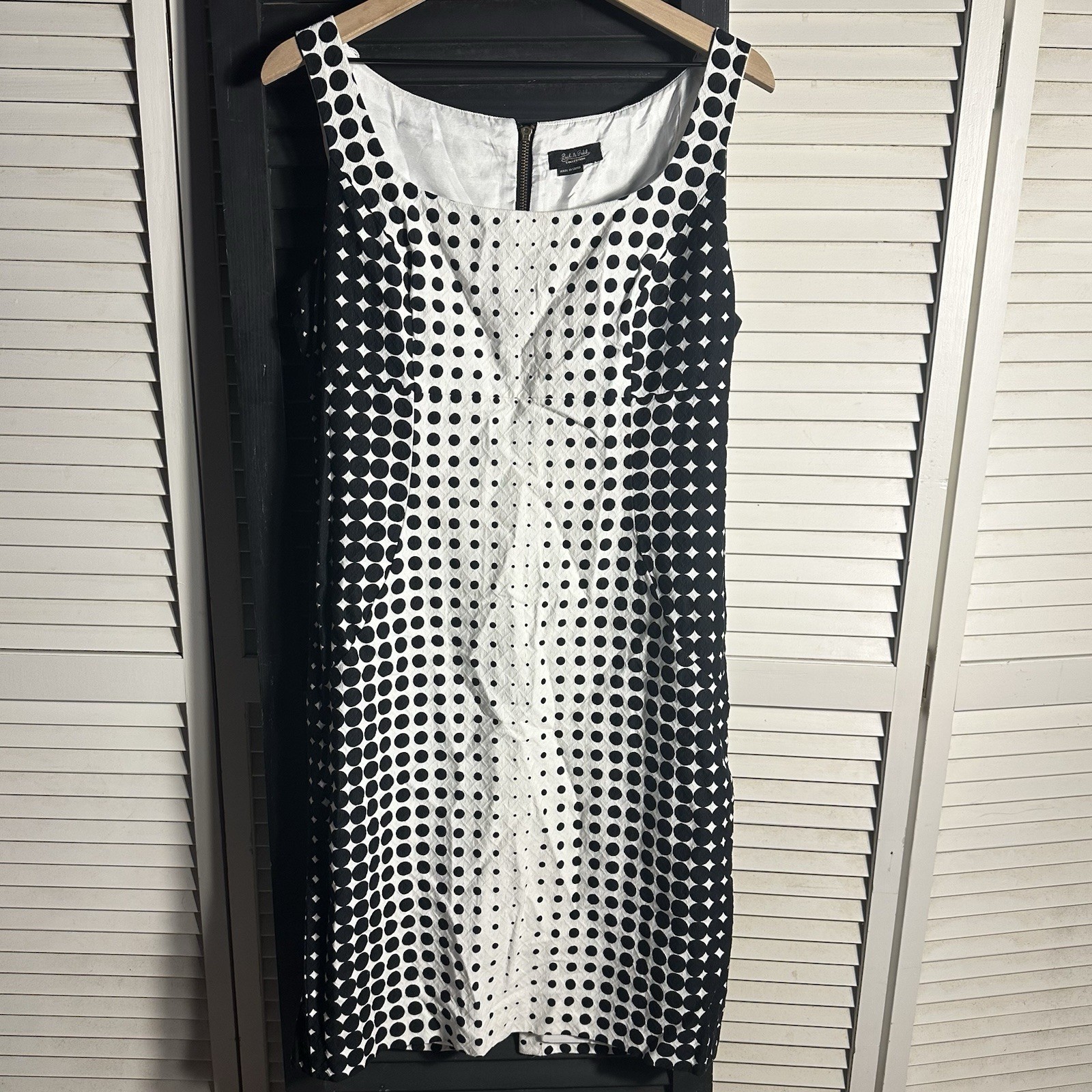 Peck and Peck Classic Pop Art Retro Style Zip Black and White Polka Dot Dress