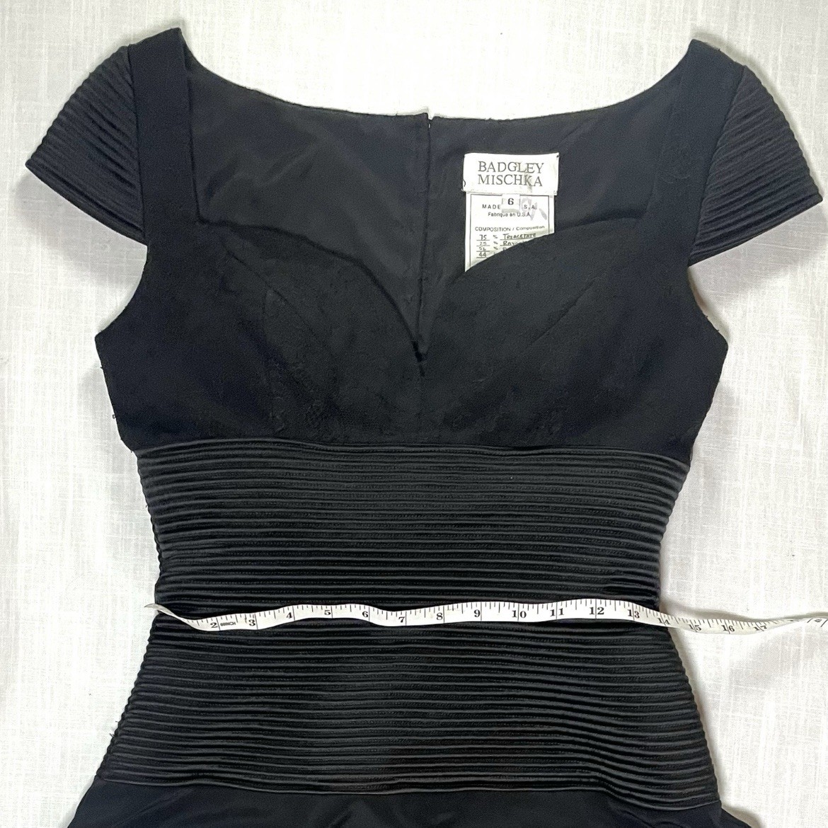 Vintage Badgley Mischka Archival Runway Sample Silk Corset Black Guest Dress 6