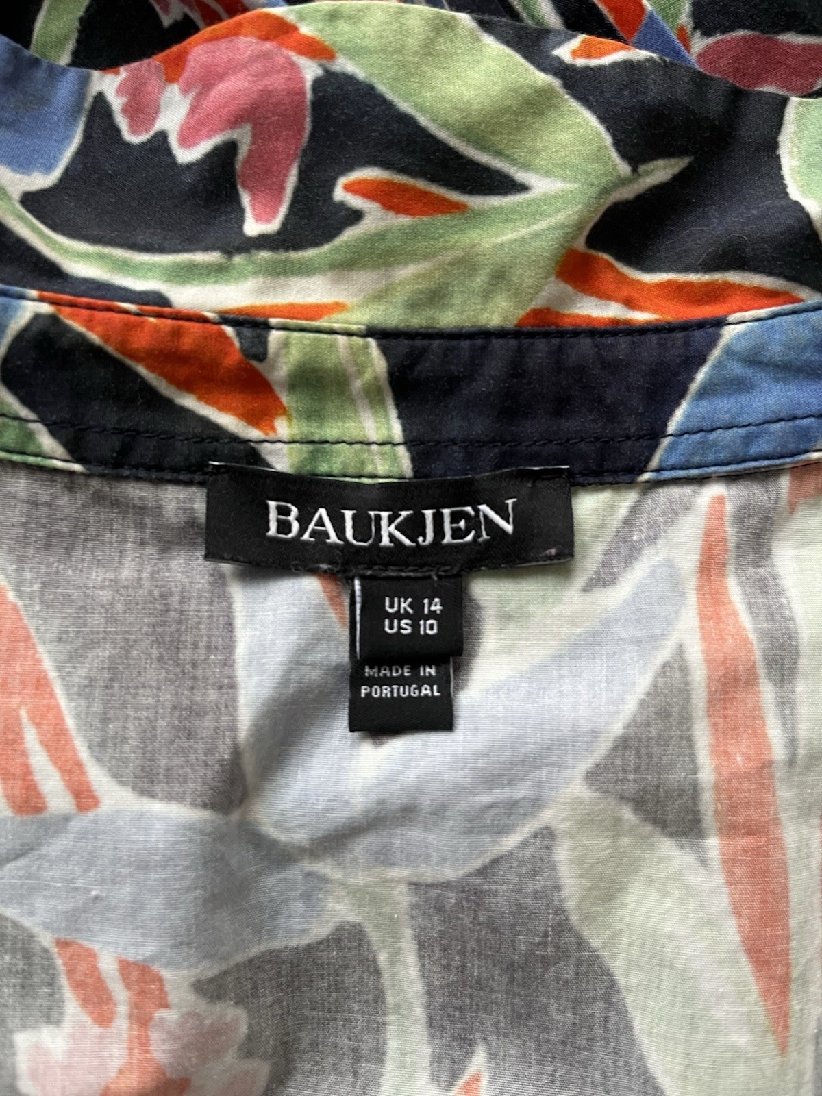 Baukjen Floral Shirt Dress With Belt Organic Cotton Button Size UK 14