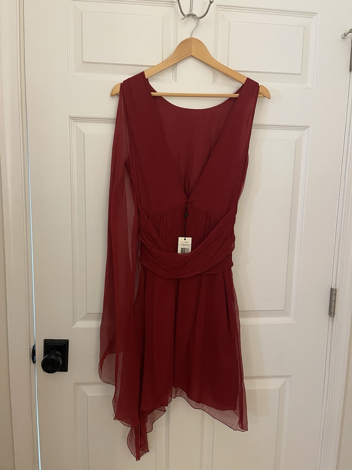 Leon Max Limited Edition 100% Silk Elegant Fairytale Dress Size 10 Burgundy Wine