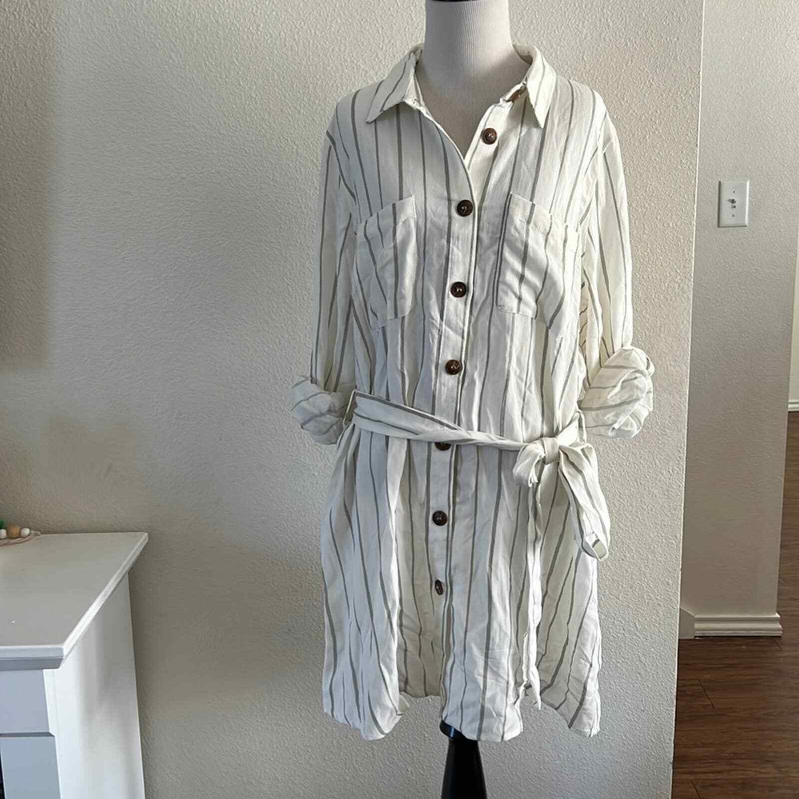 NWOT Perch by Blu Pepper Plus Striper Shirt Dress | Stripe | 1XL
