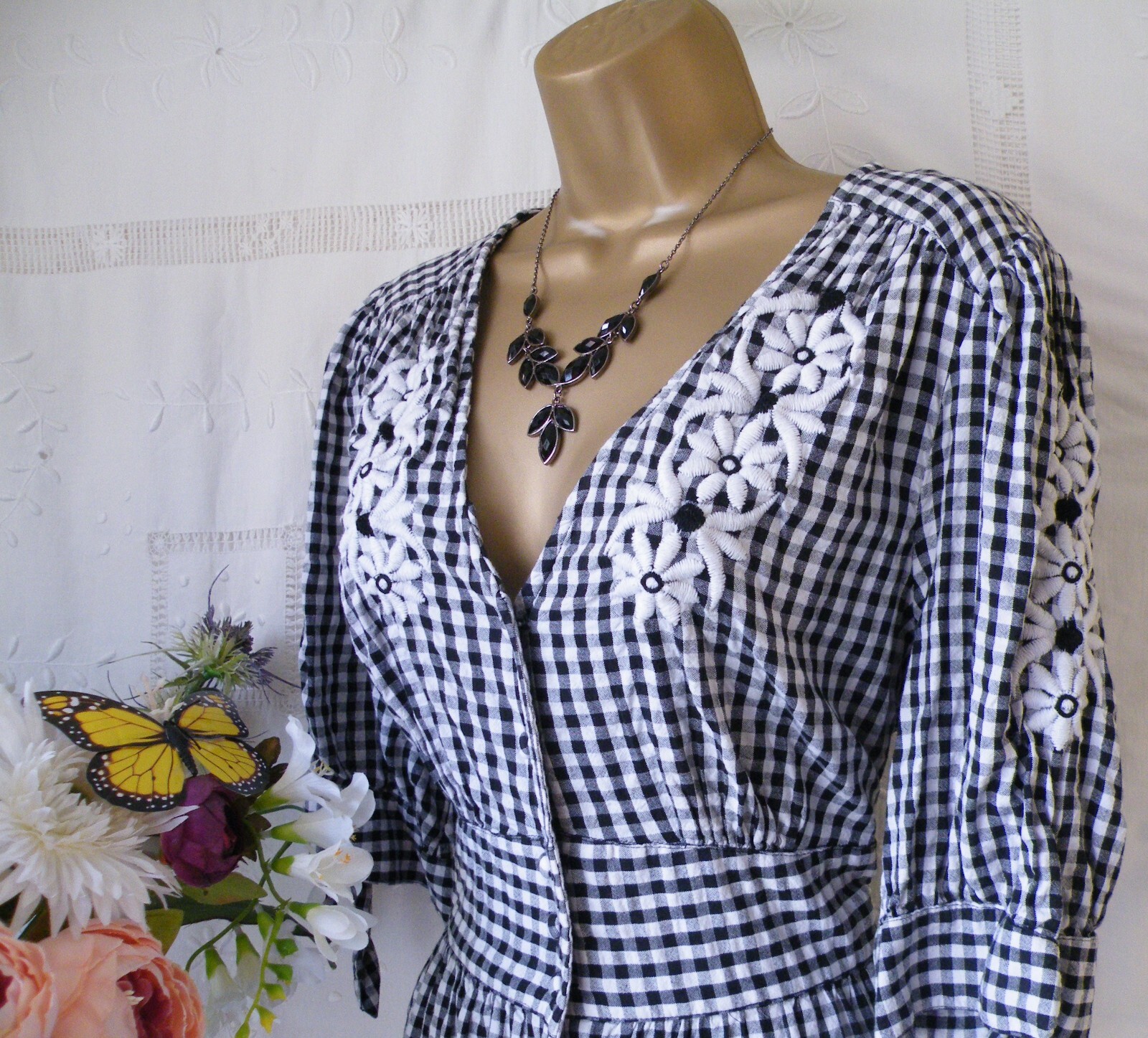 👗***MONSOON PRE-OWNED “GINGHAM EMBROIDERED” DRESS SIZE 12***👗