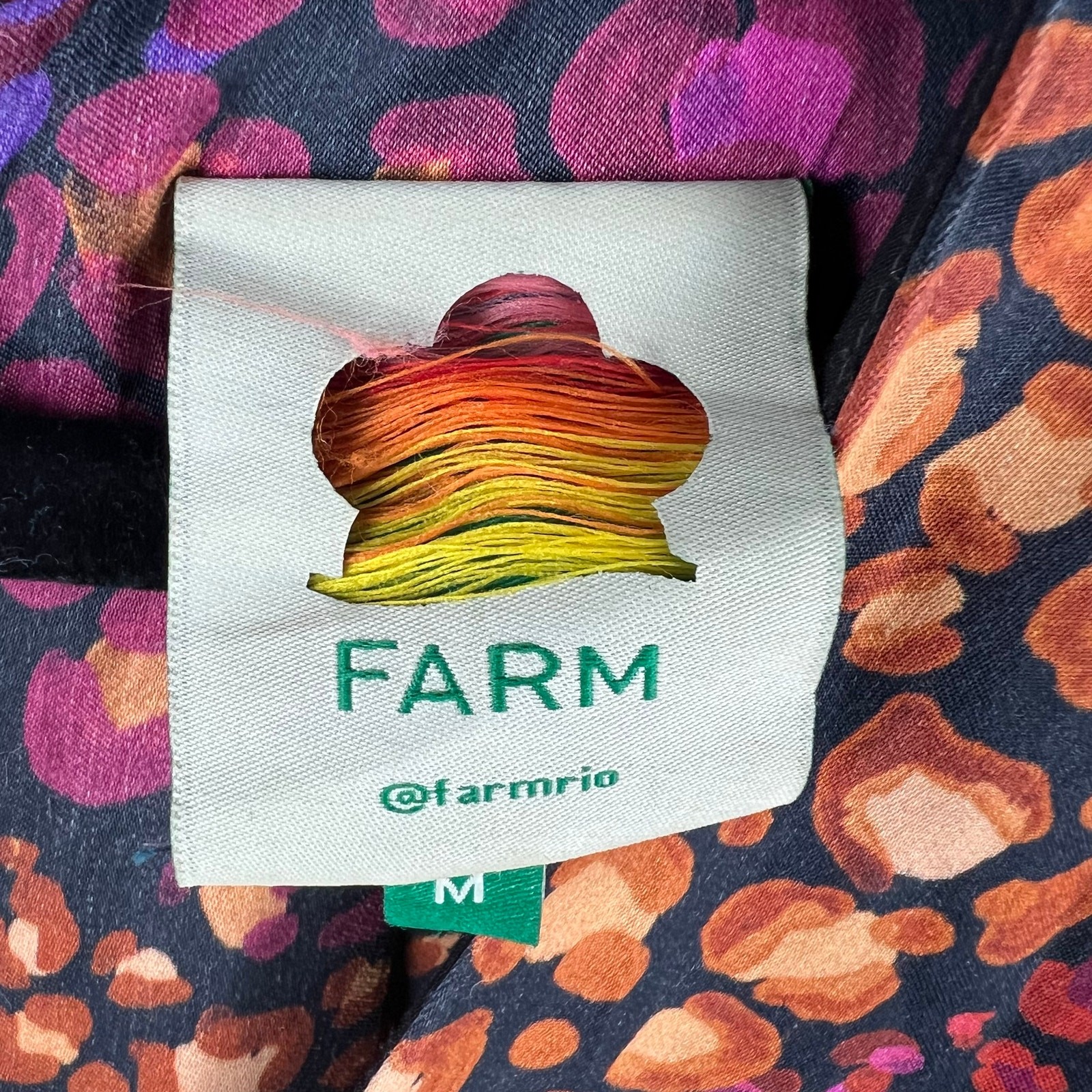 Farm Rio WMNS Rainbow Hearts Lenzing Ecovero Viscose Midi Dress SZ M Multi Color
