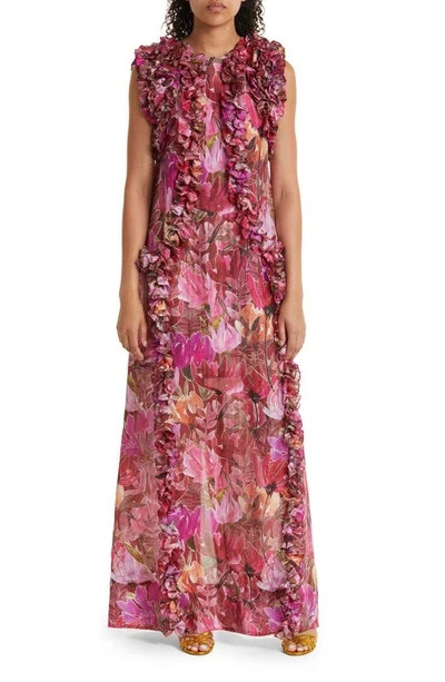 NEW, Isla and White Floral Silk Dress in Pink Size S #LD86