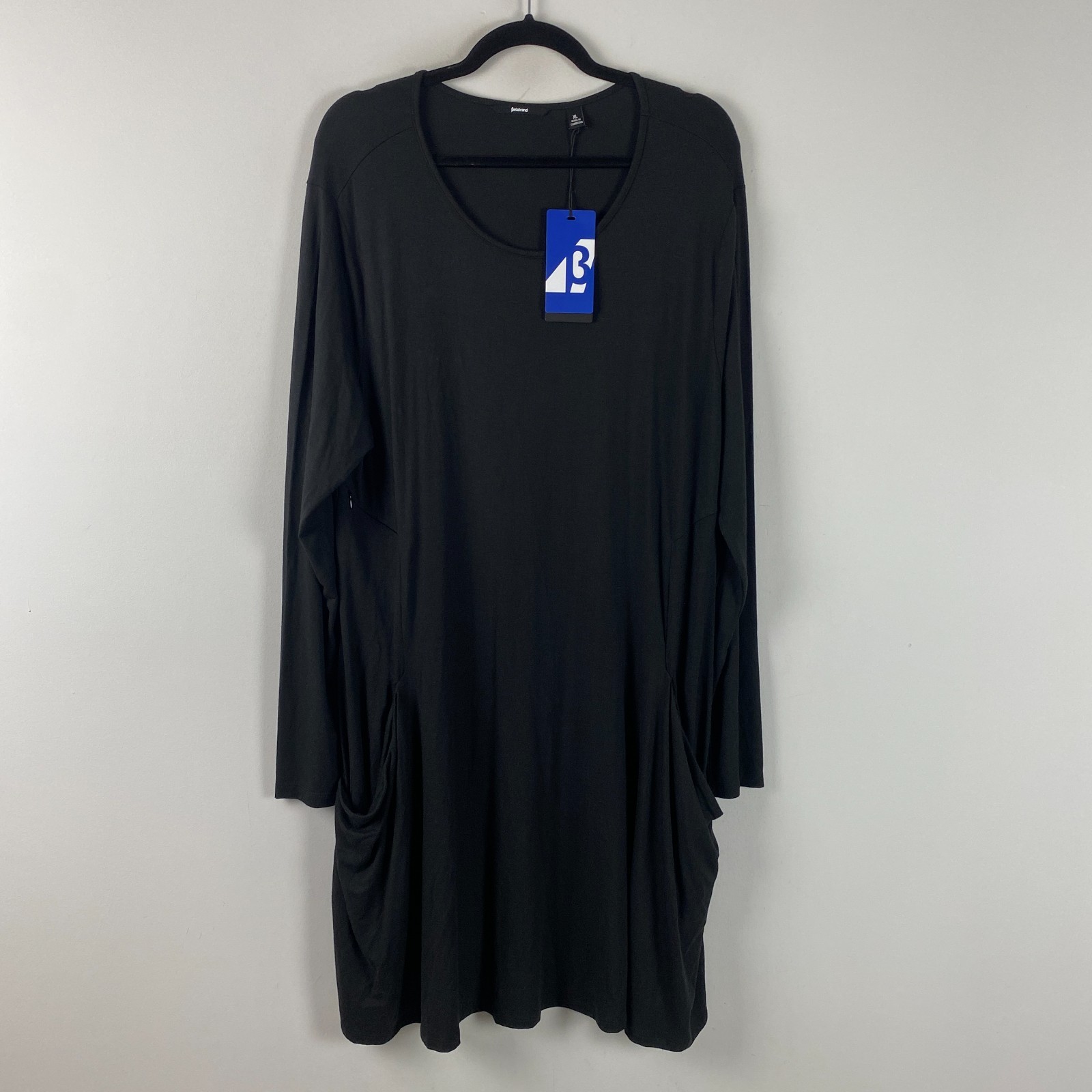 Betabrand Sweatshirt Travel Dress XL Modal Silk Blend Stretch Black W0935-BK