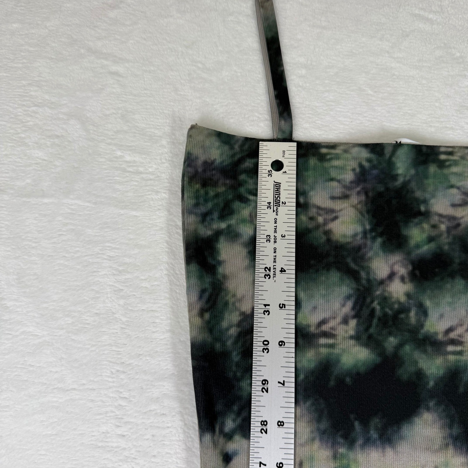 Zara Womens Large Green Tie Dye Ribbed Knit Bodycon Midi Slip Dress Sleeveless