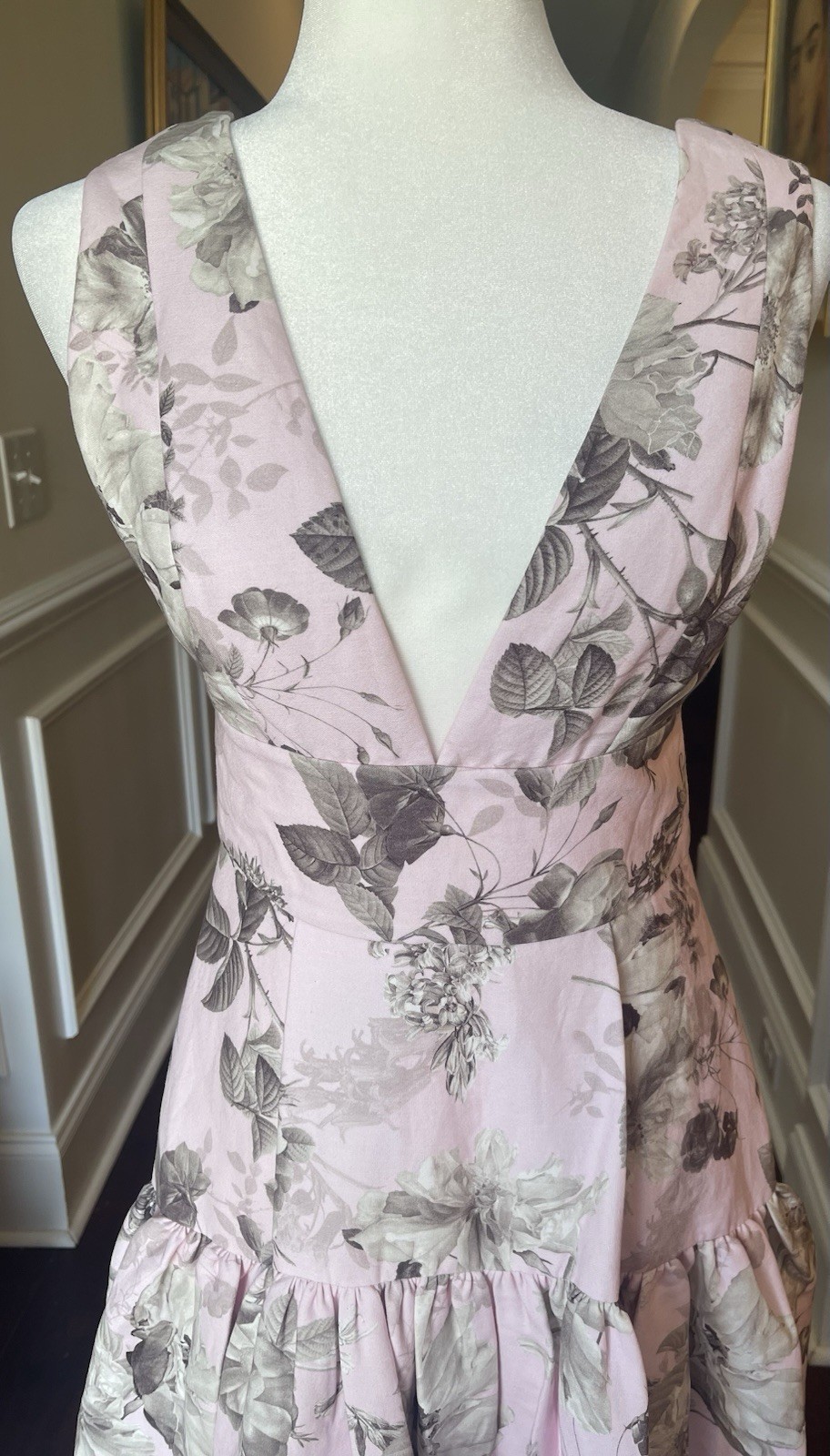 Alice + Olivia Lila Structured Midi Dress Meadow Pink Floral US 6 UK/AU 10 NWT