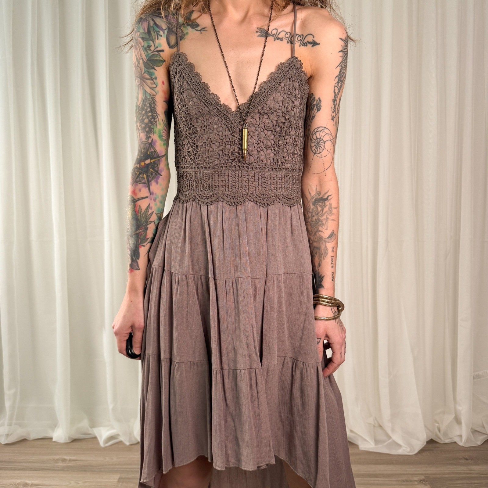 Justify Grey Crochet Maxi Spring Dress (NWT) Size Medium