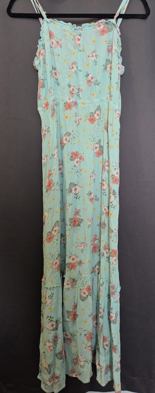 Gypsy And Jade Sundress Teal Flowers Adjustable Straps Sz L