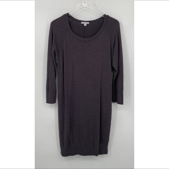 James Perse raglan tunic sweatshirt dress washed heather gray knit stretch 3 L