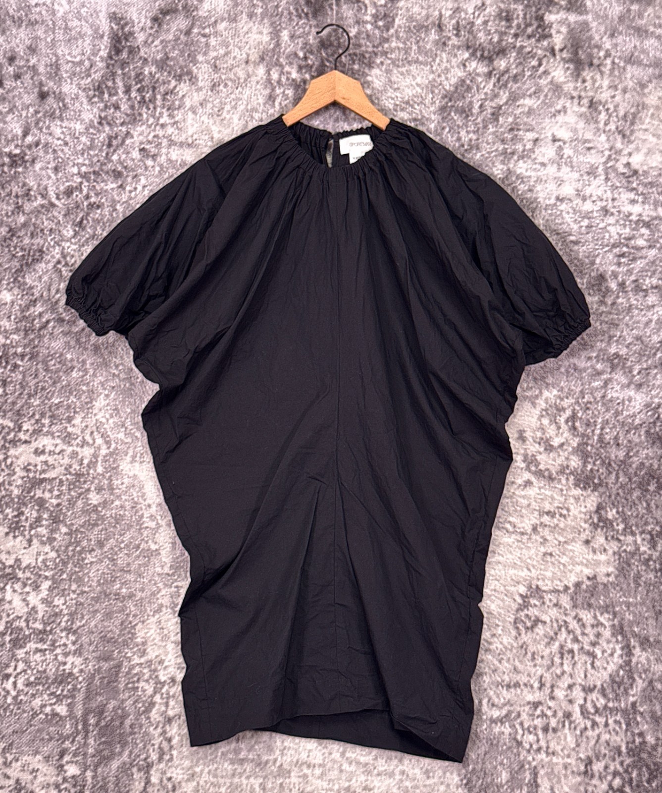 Sportmax Dress 12 Womens Black Cotton Poplin Gathered Dolman Max Mara