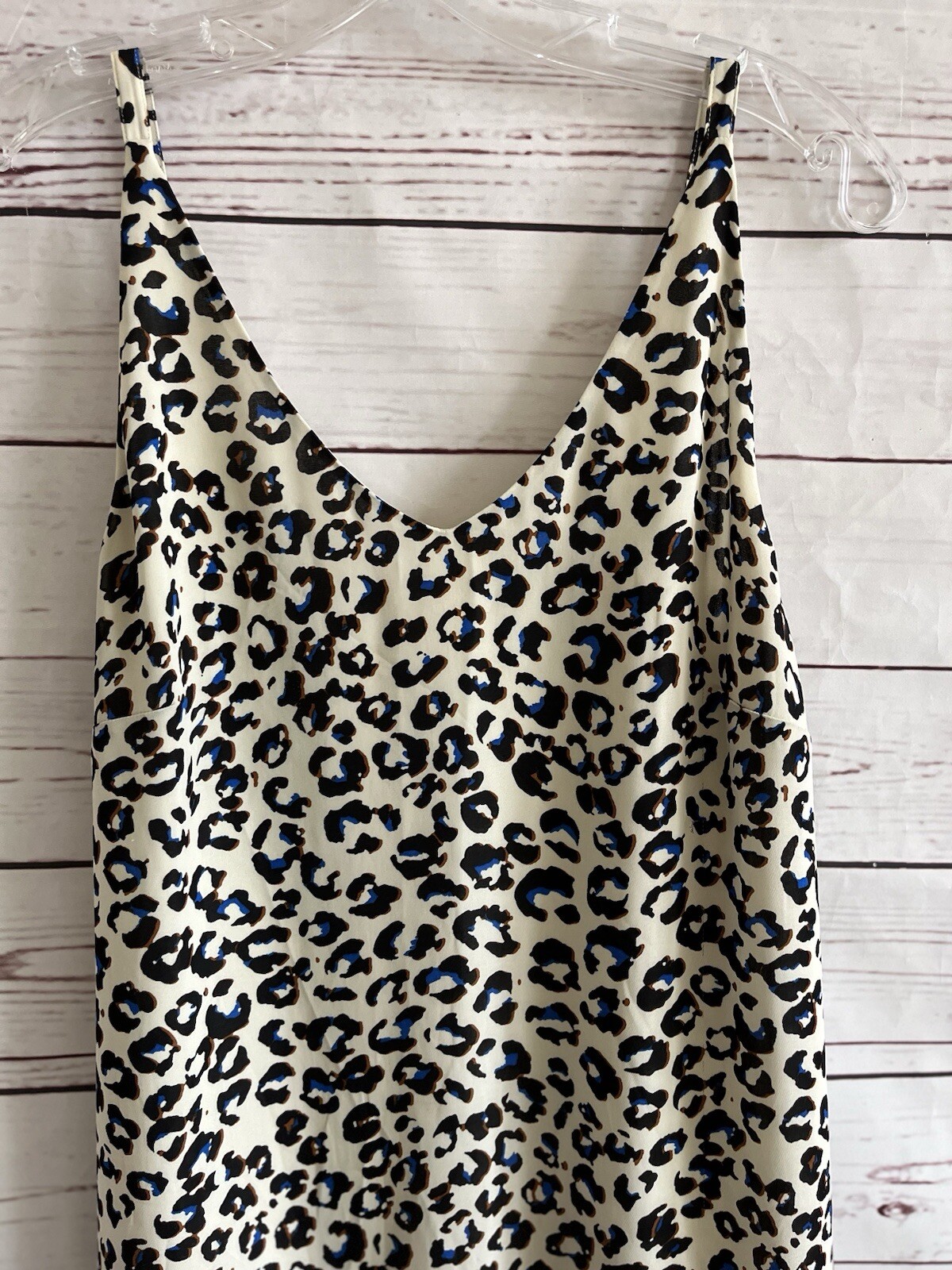 CAbi 5115 Safari Leopard Print Ruffle Slip Dress Size XS Animal Print Boho Lined