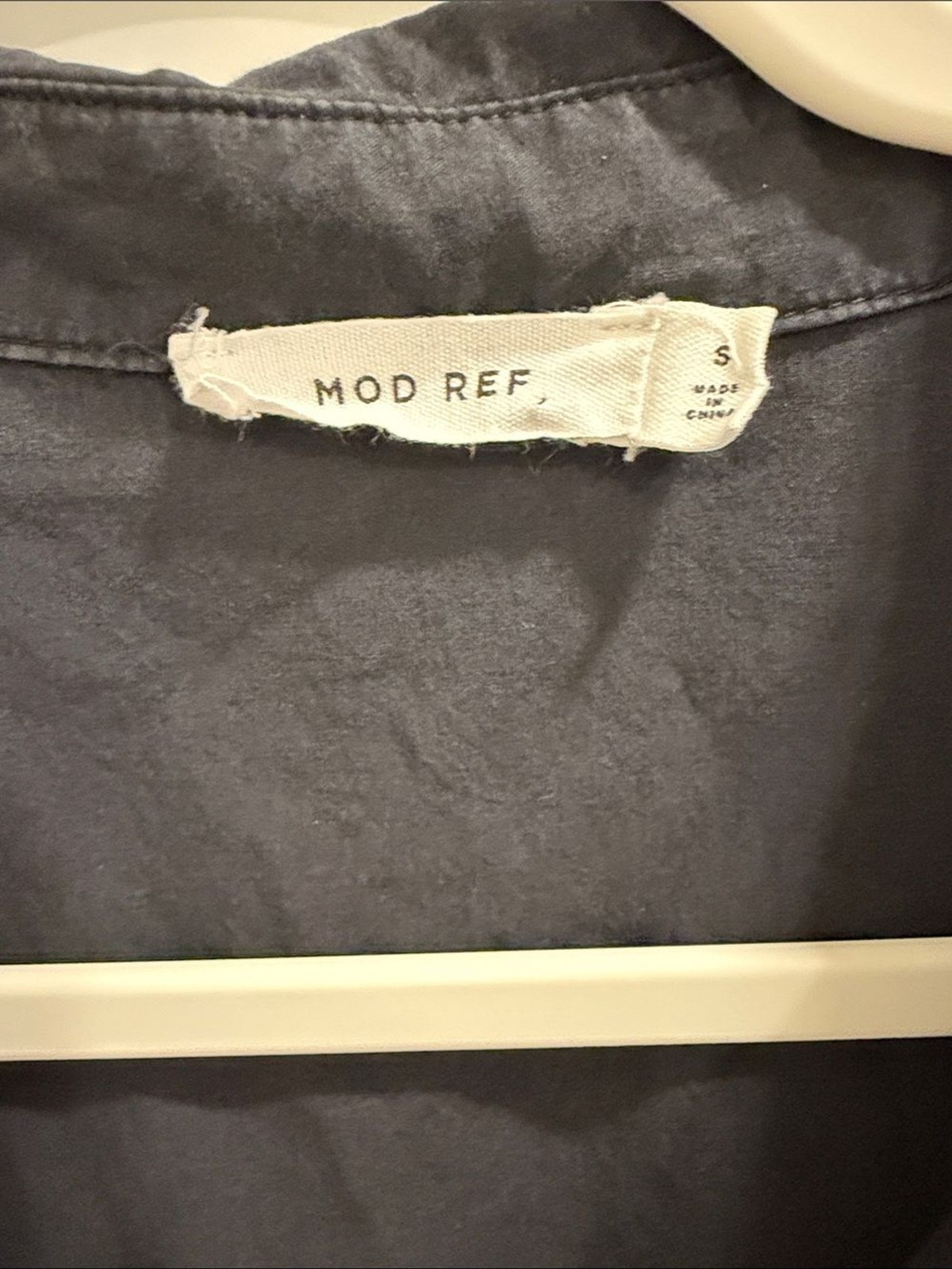 Mod Ref 100% Cotton Washed Black Button-Front Shirt Dress