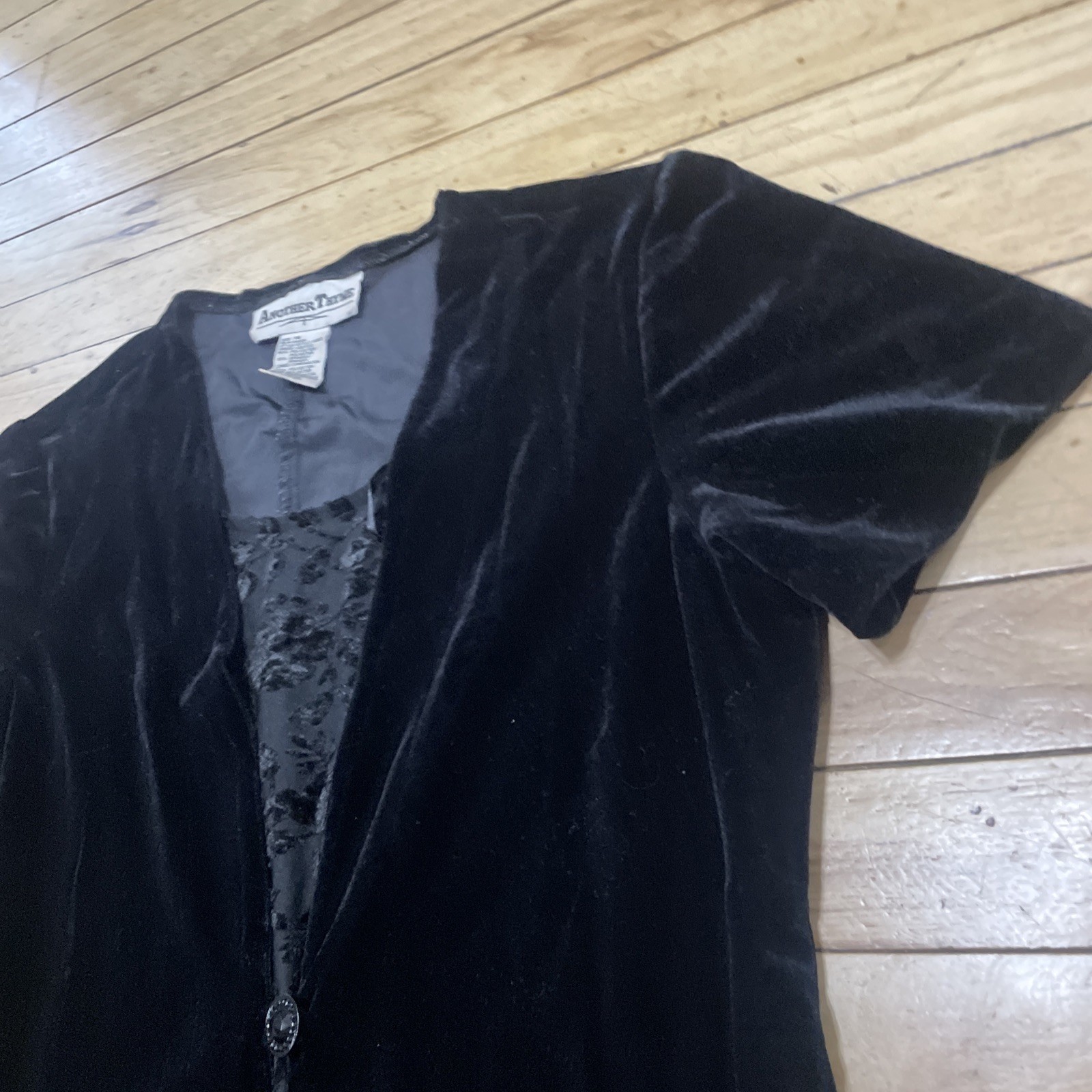 Another Thyme Dress Witchy Black Velvet women 14 Fairy WhimsyGoth vtg 90s Velour