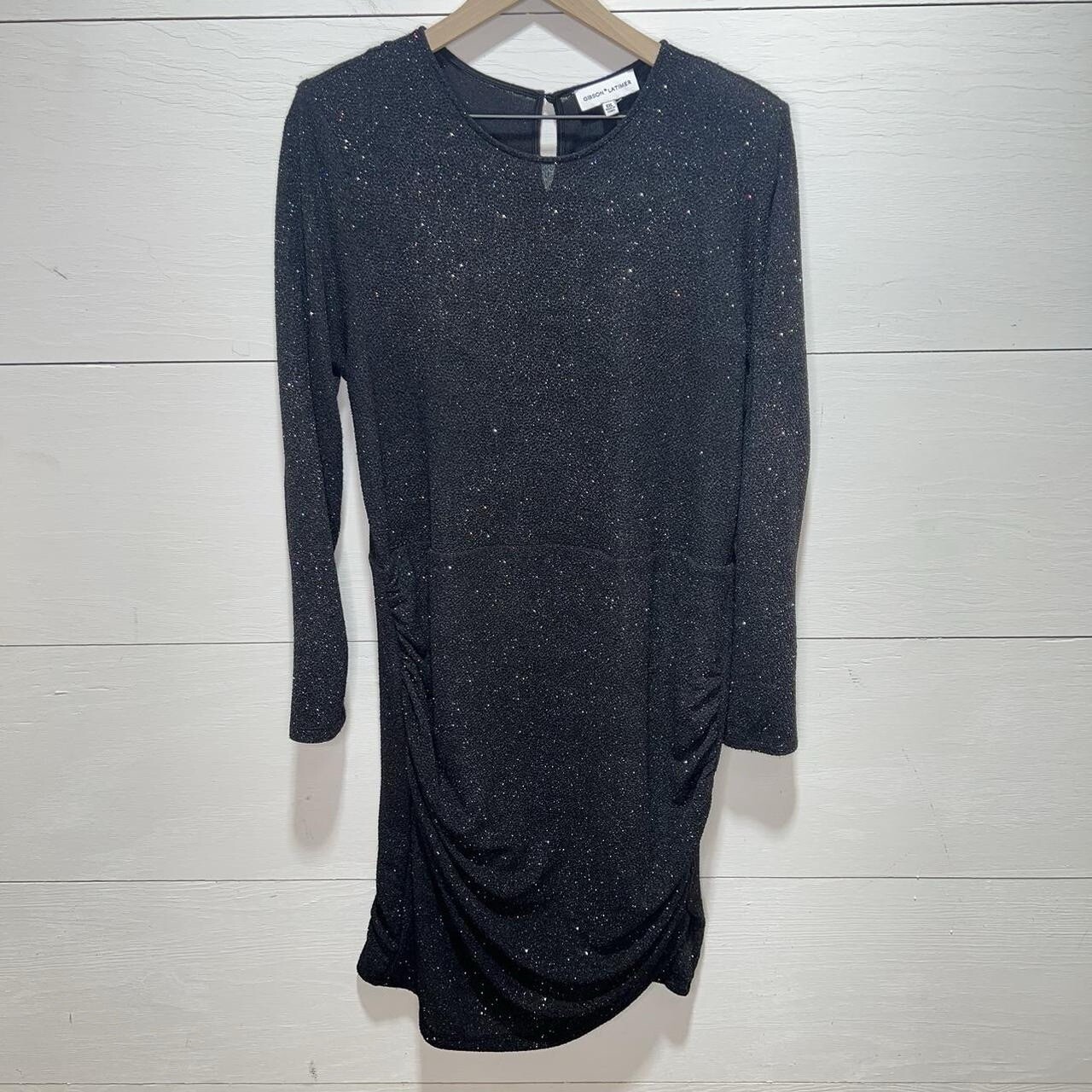 Gibson Latimer • Rainbow Glitter Long Sleeve Ruched Bodycon Dress Size XXL