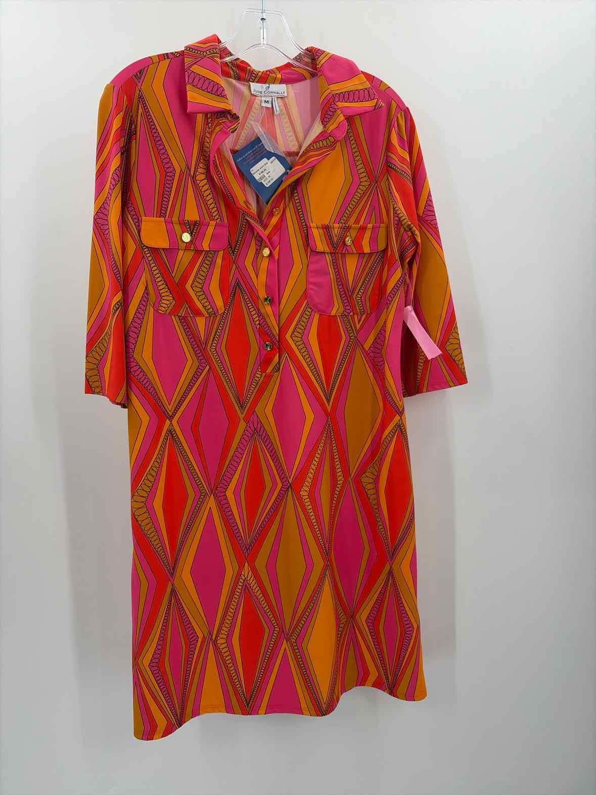 Pre-Owned Jude Connally Orange Size Medium Knee Length Long Sleeve Dress