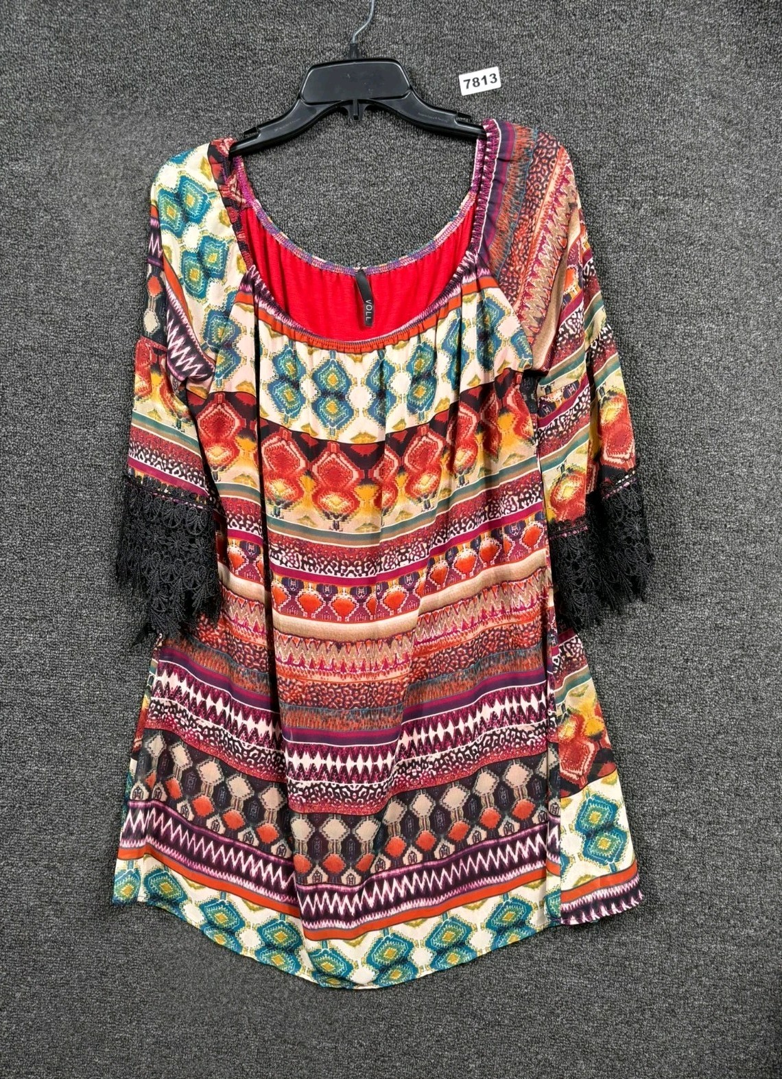 Voll Shift Dress Split Handkerchief Sleeve Womens Size XL Multicolor Boho