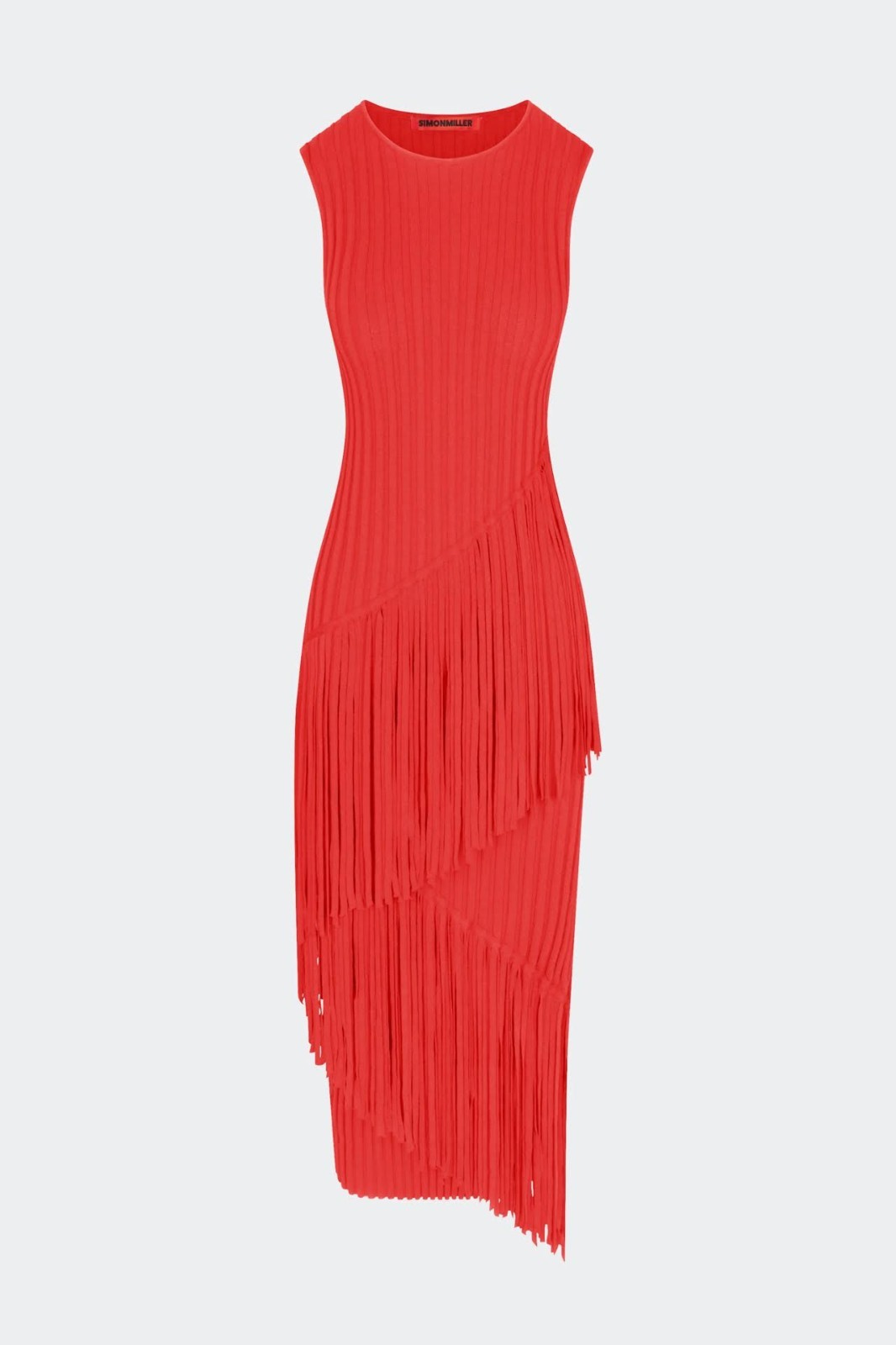 SIMON MILLER Spiral Knit Fringe Bodycon Maxi Dress Paprika S NWT Anthropologie