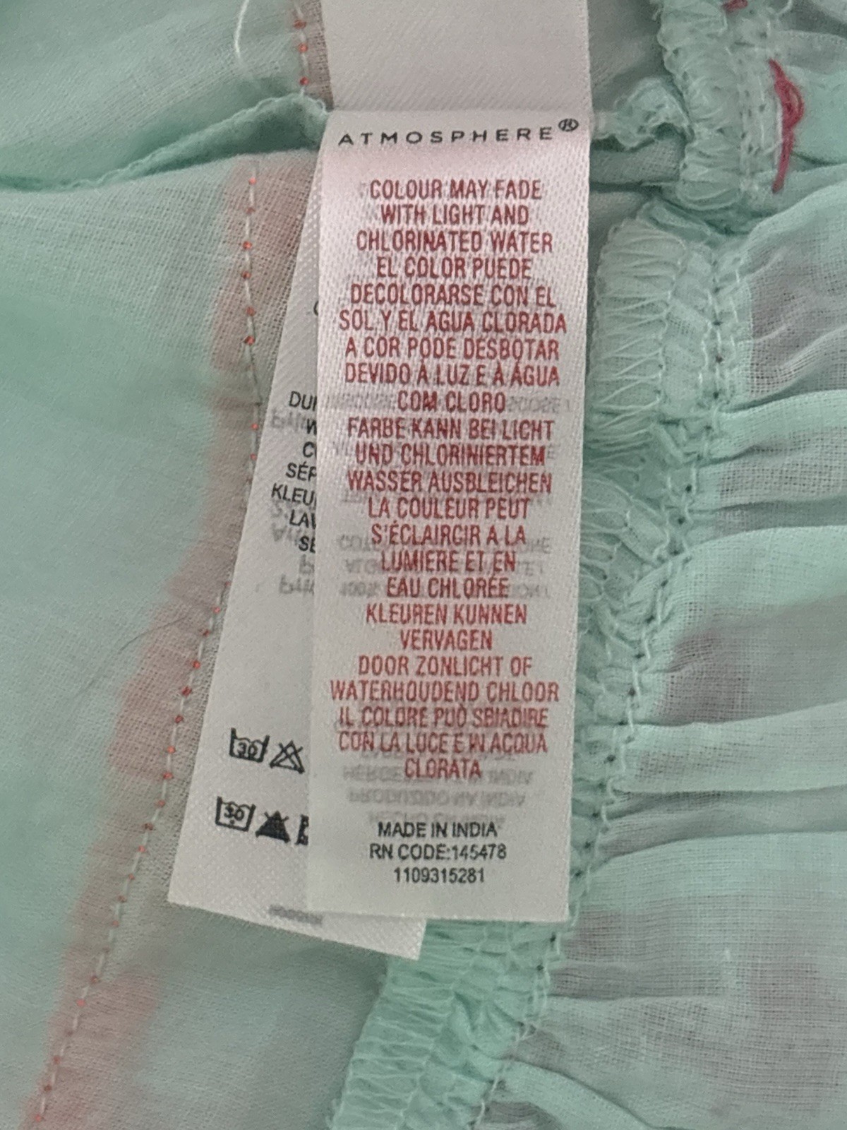 Atmosphere Mint Green Tunic with Red Accent