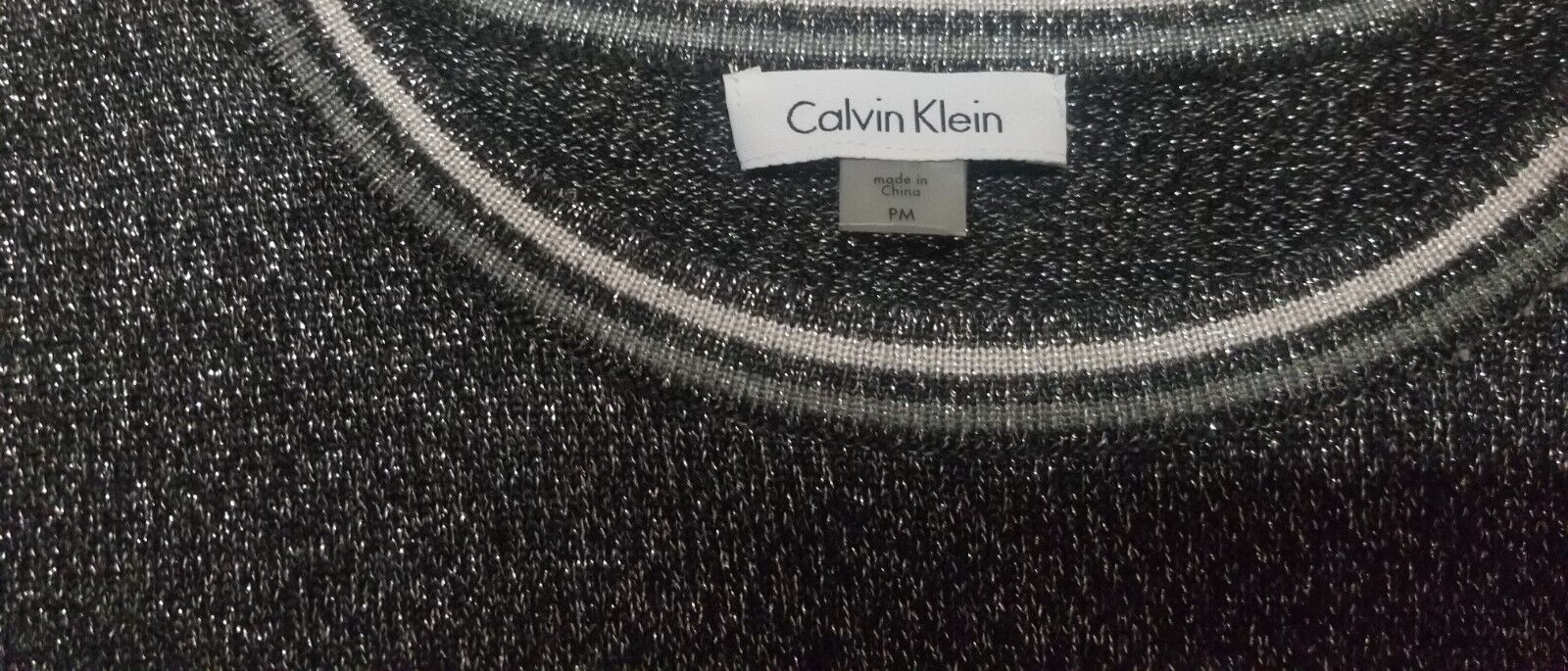 Calvin Klein Women’s Metallic Colorblocked Sweater Dress Grays Sz PM NWT Read!