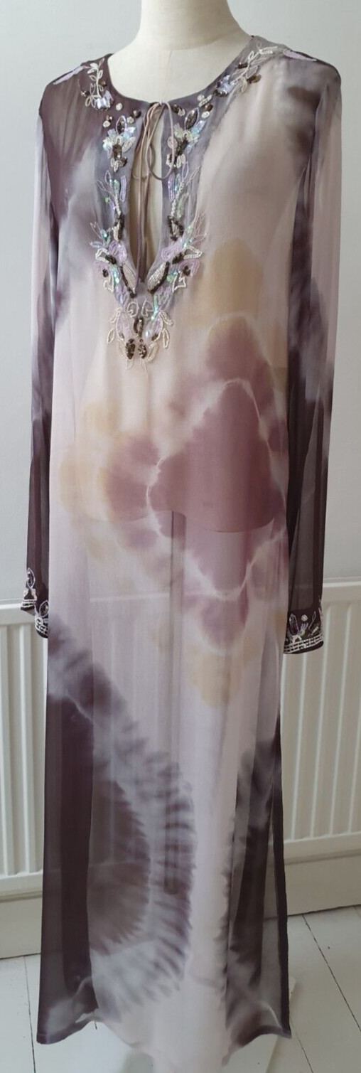 ***GORGEOUS***ALL SAINTS ZAMI MAXI KAFTAN, UK14, US10, EU42, 100% SILK