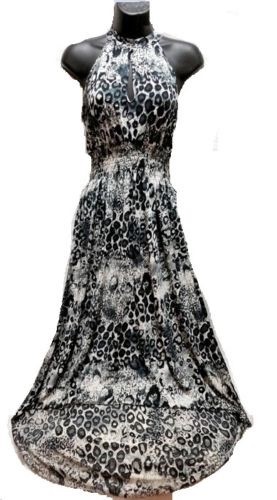 Bohemian Summer Maxi Dress Sundress Sun Evening Long M L XL Boho Leopard Halter