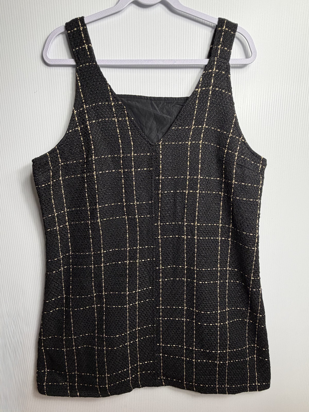 Womens XL Dress Dark Academia Plaid Tweed Pinafore Jumper Vintage Style Retro