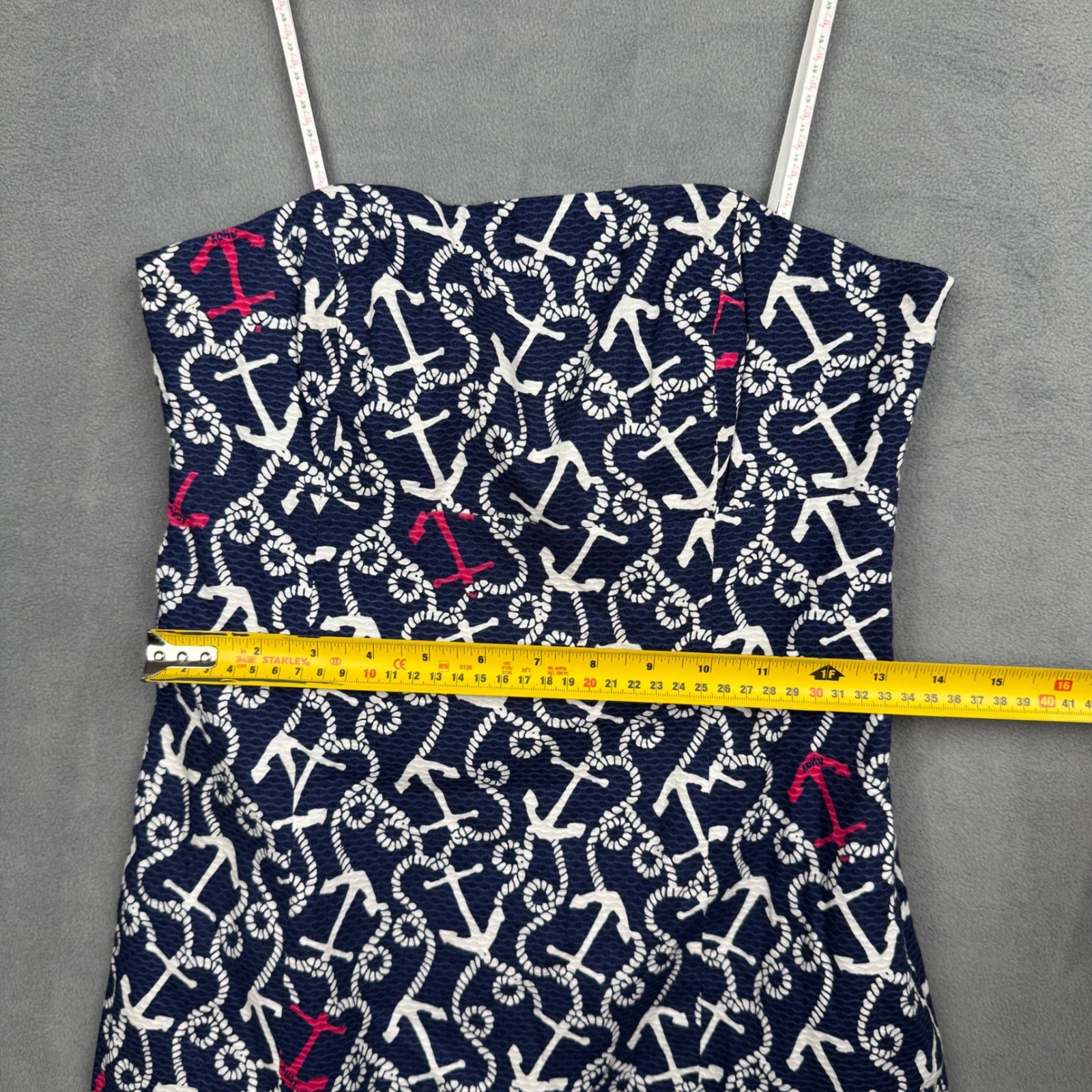 Lilly Pulitzer Strapless Clyde Mini Dress Anchor Nautical Size 0 Navy Pink White