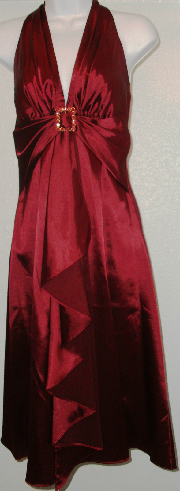 NWOT Genuine CINDERELLA burgundy red halter dress, size XS, M, 2XL
