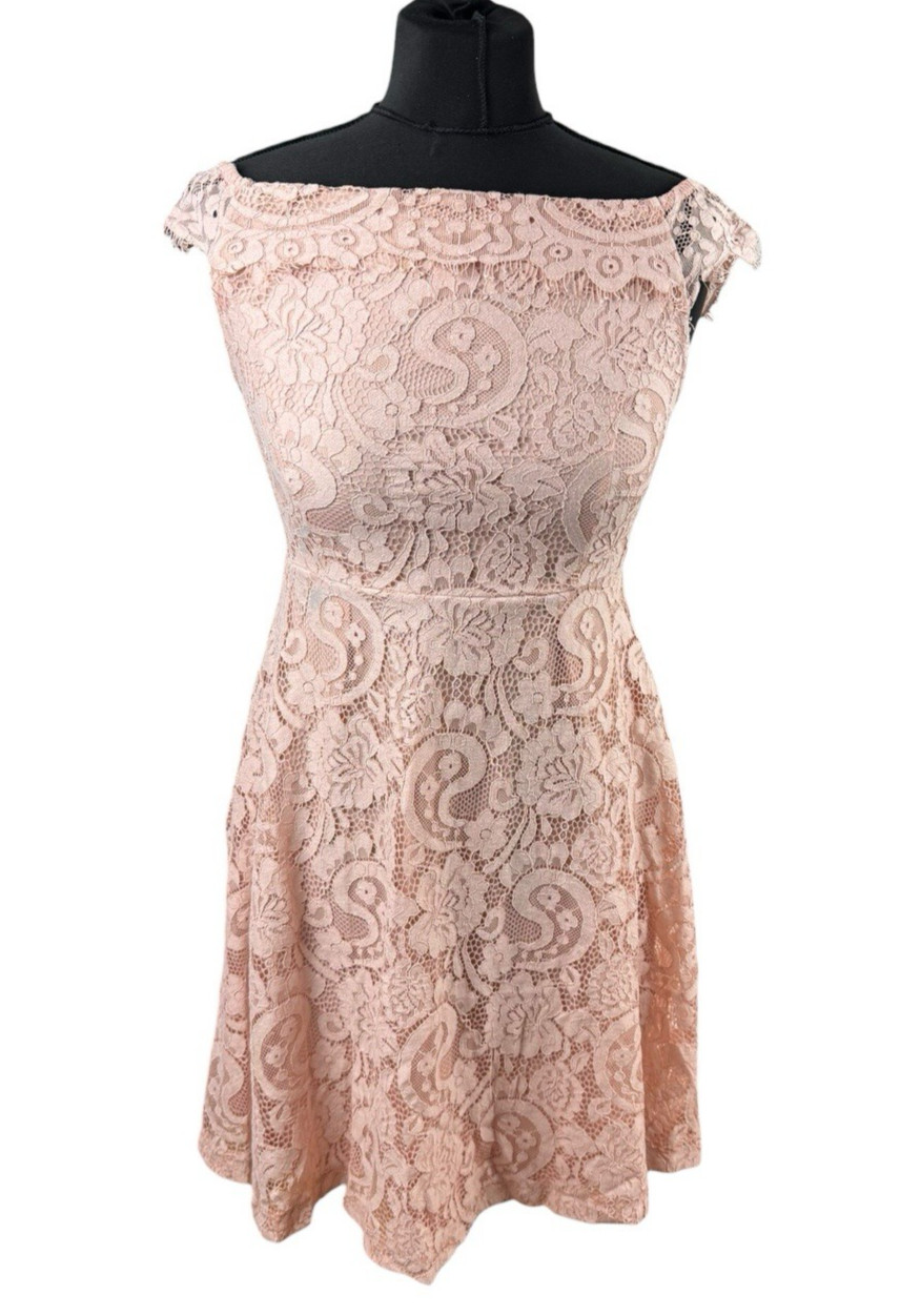 Dorothy Perkins Lace Mini Dress Women’s UK Size 6 Pink Fit & Flare Silhouette