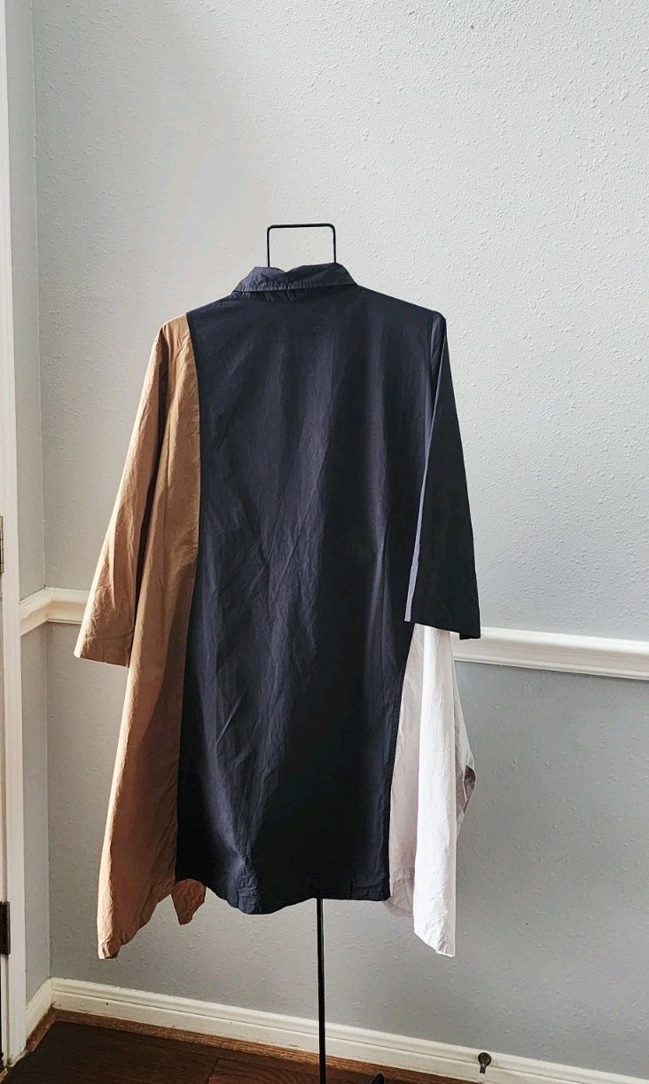 Urban by Alembika Trapeze Block Color Lagenlook Asymmetrical Shirt Tunic Dress