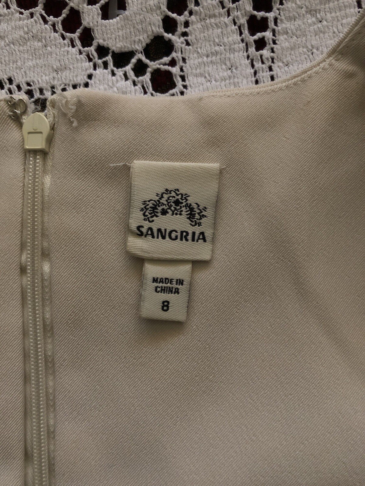 Cream turquoise and black satin panel dress, 8 Sangria