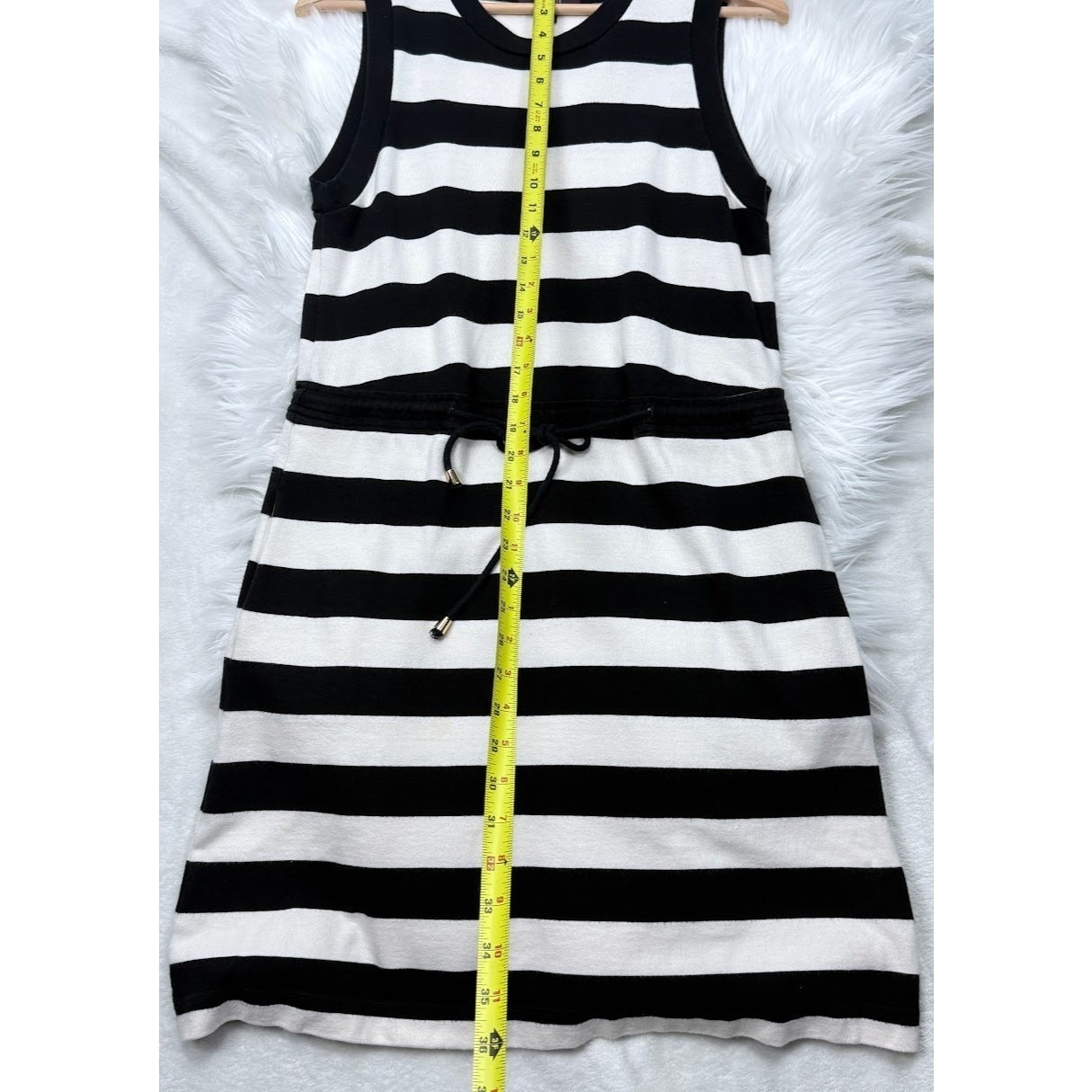 Johnston & Murphy Womens Black White Striped Cotton Sleeveless Knit Dress S